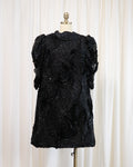 80s Sheer Juliet Sleeves Black Lace Wrap Coat