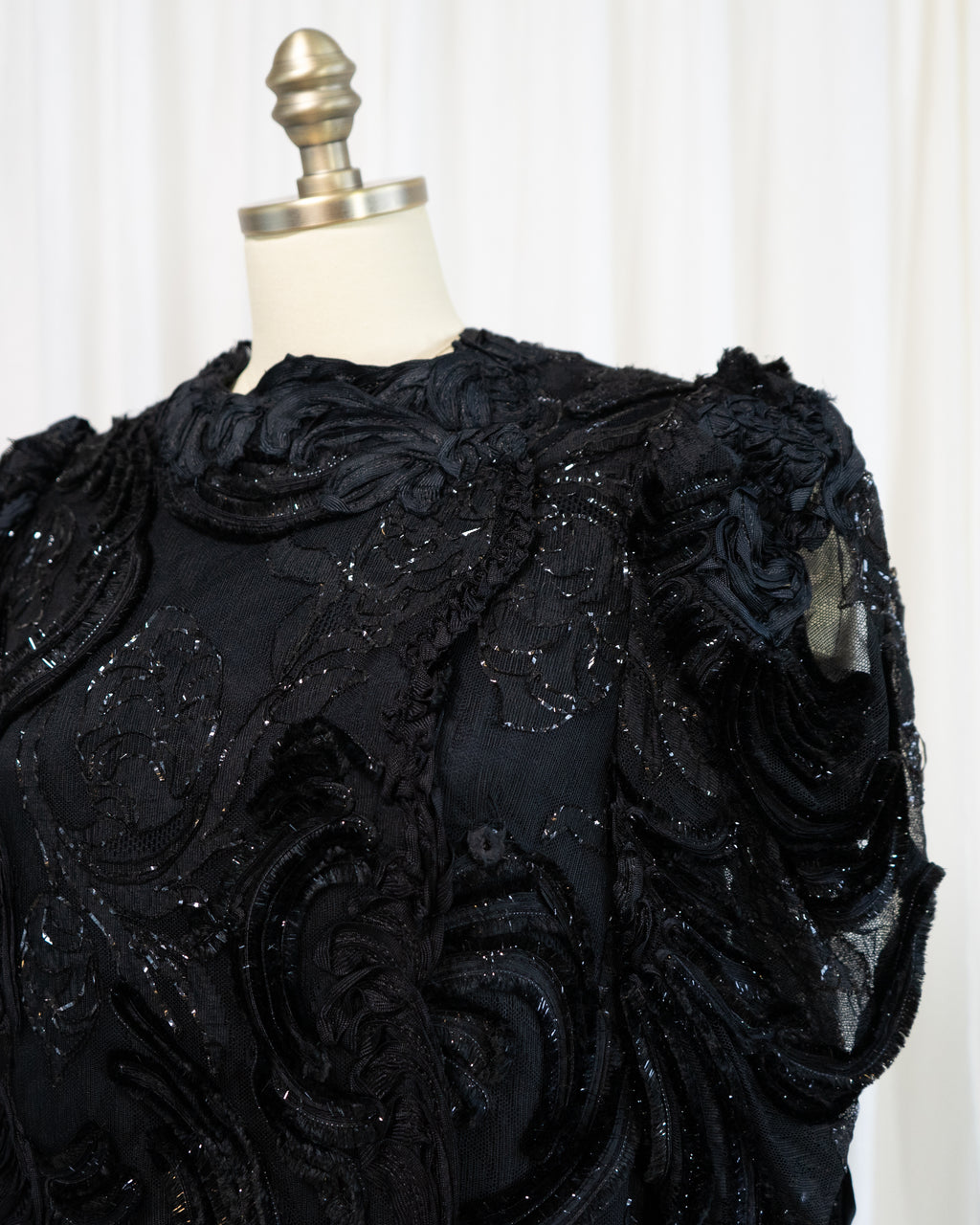 1980s Lace Jacket with Sheer Juliet Sleeves