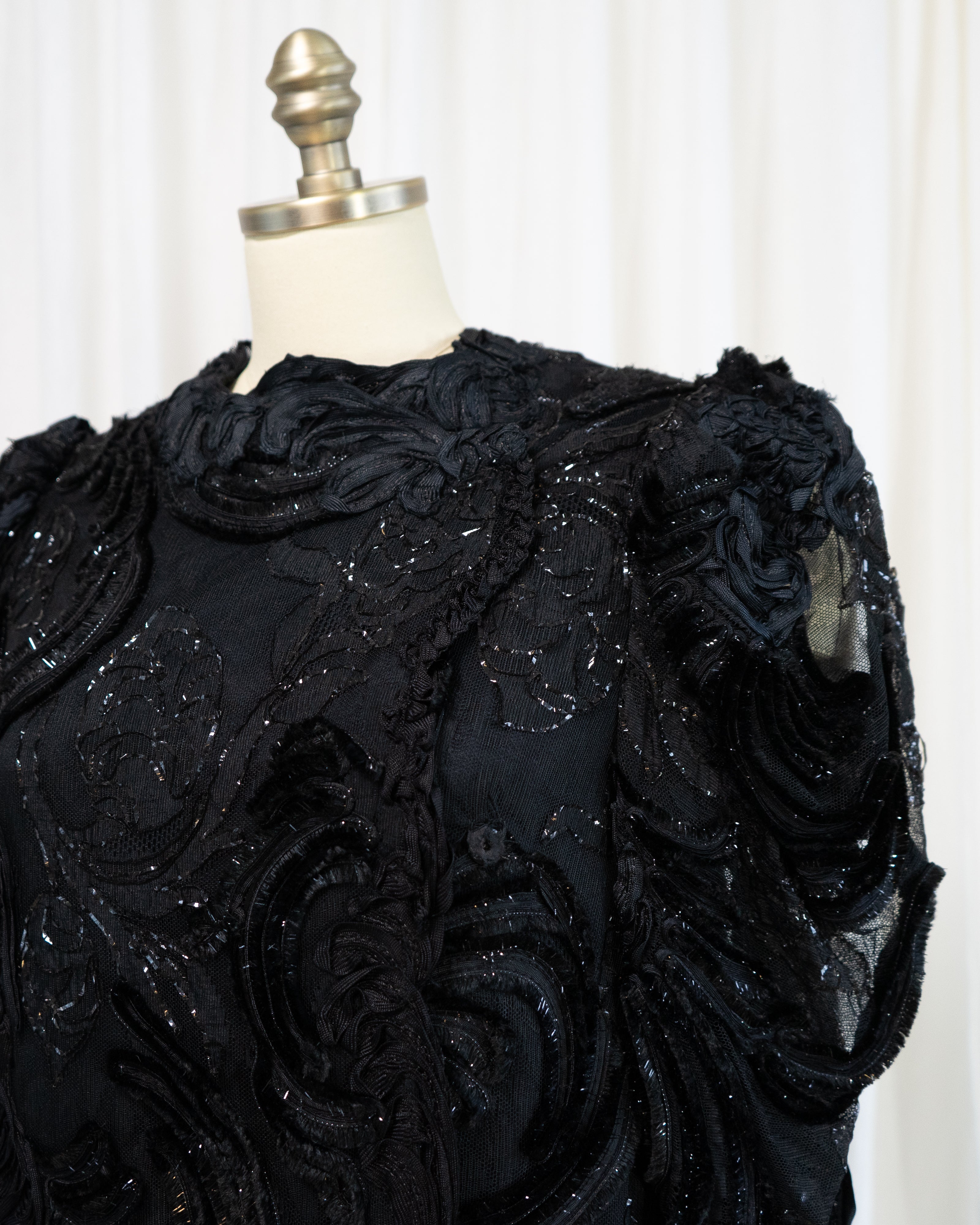 1980s Lace Jacket with Sheer Juliet Sleeves