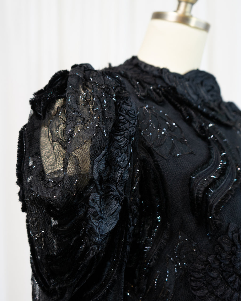 1980s Lace Jacket with Sheer Juliet Sleeves