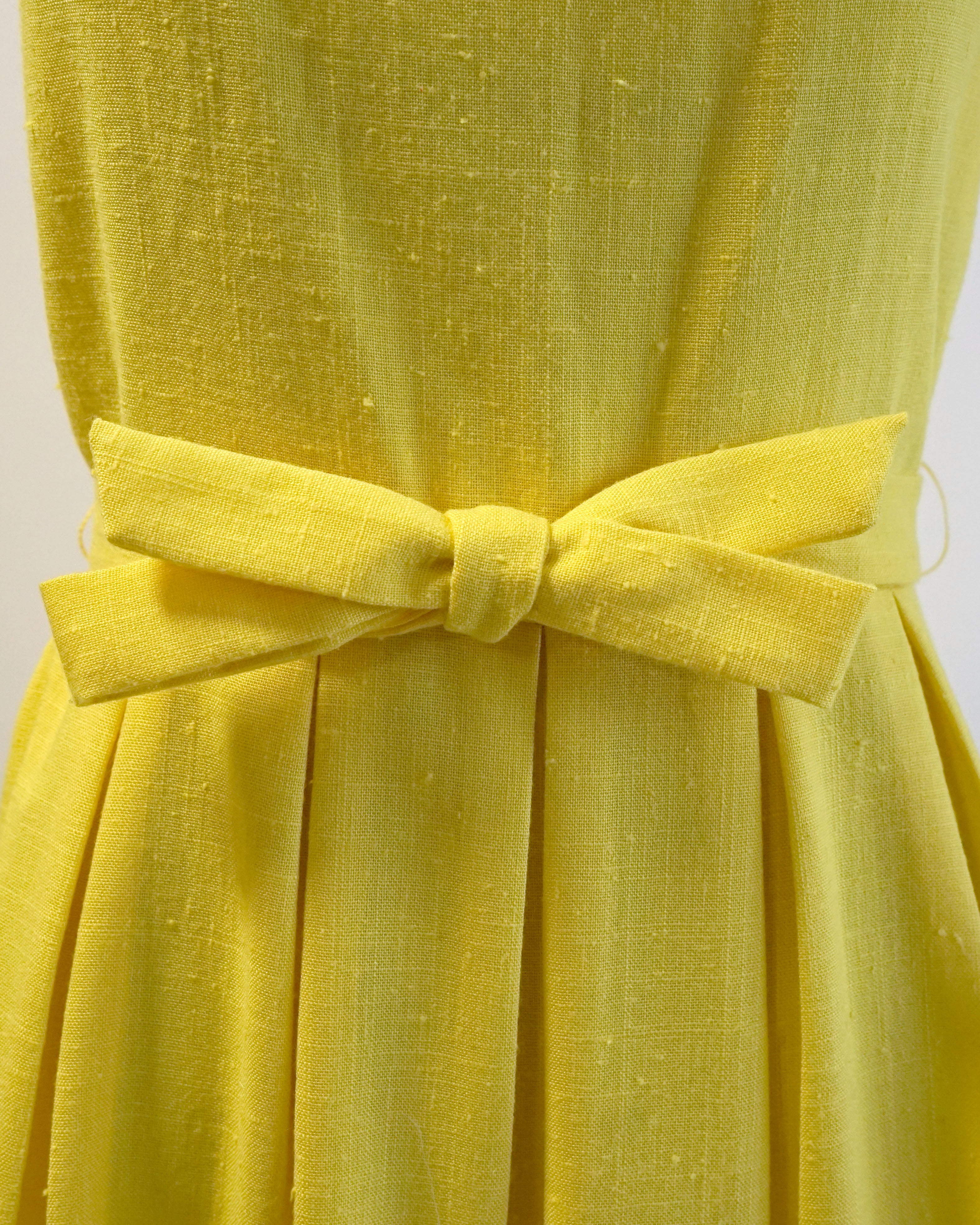 60s Malia Bold Yellow Embroidered Birds Spaghetti Strap Dress