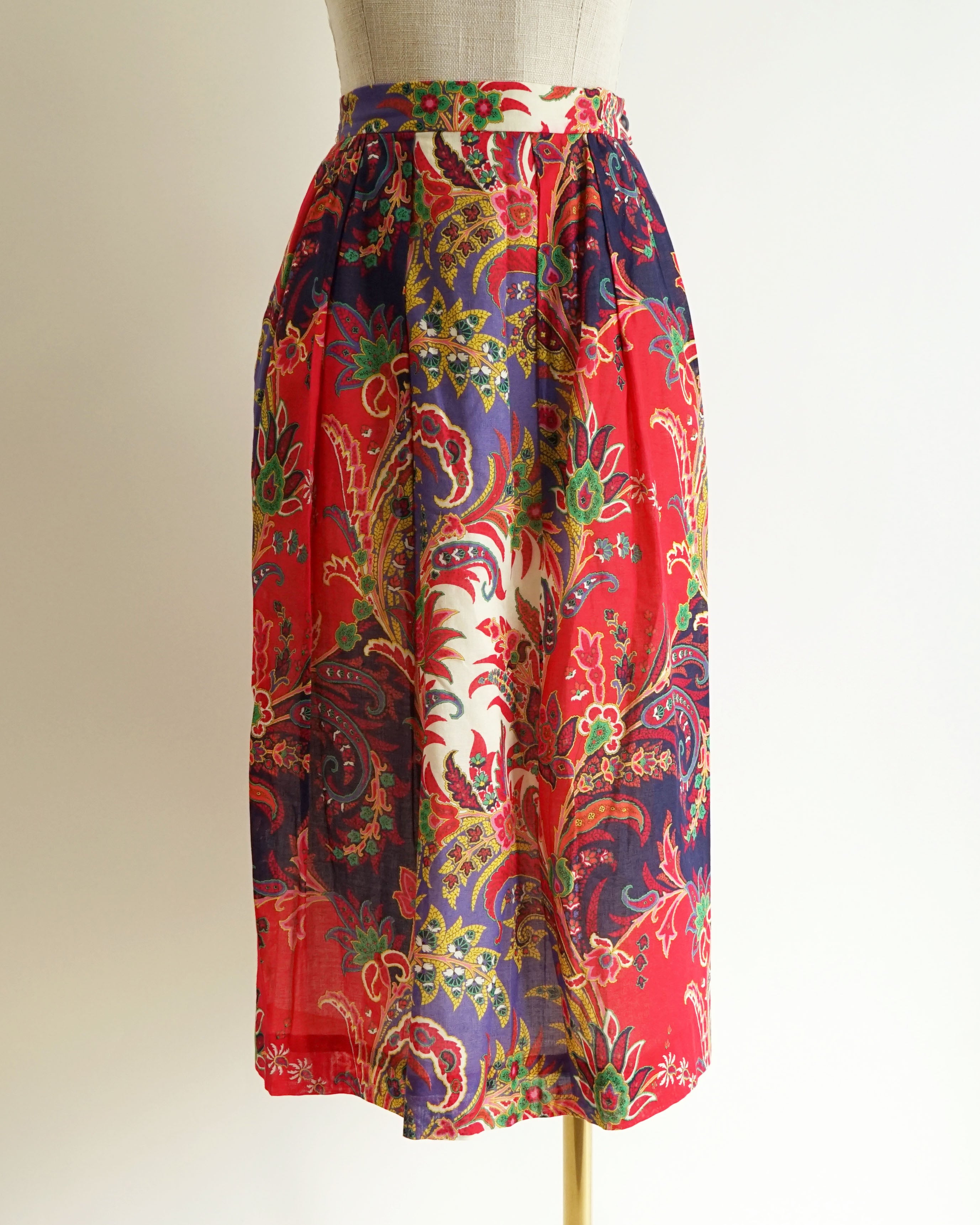 80s Carlisle Fuchsia Purple Paisley Large Print Skirt