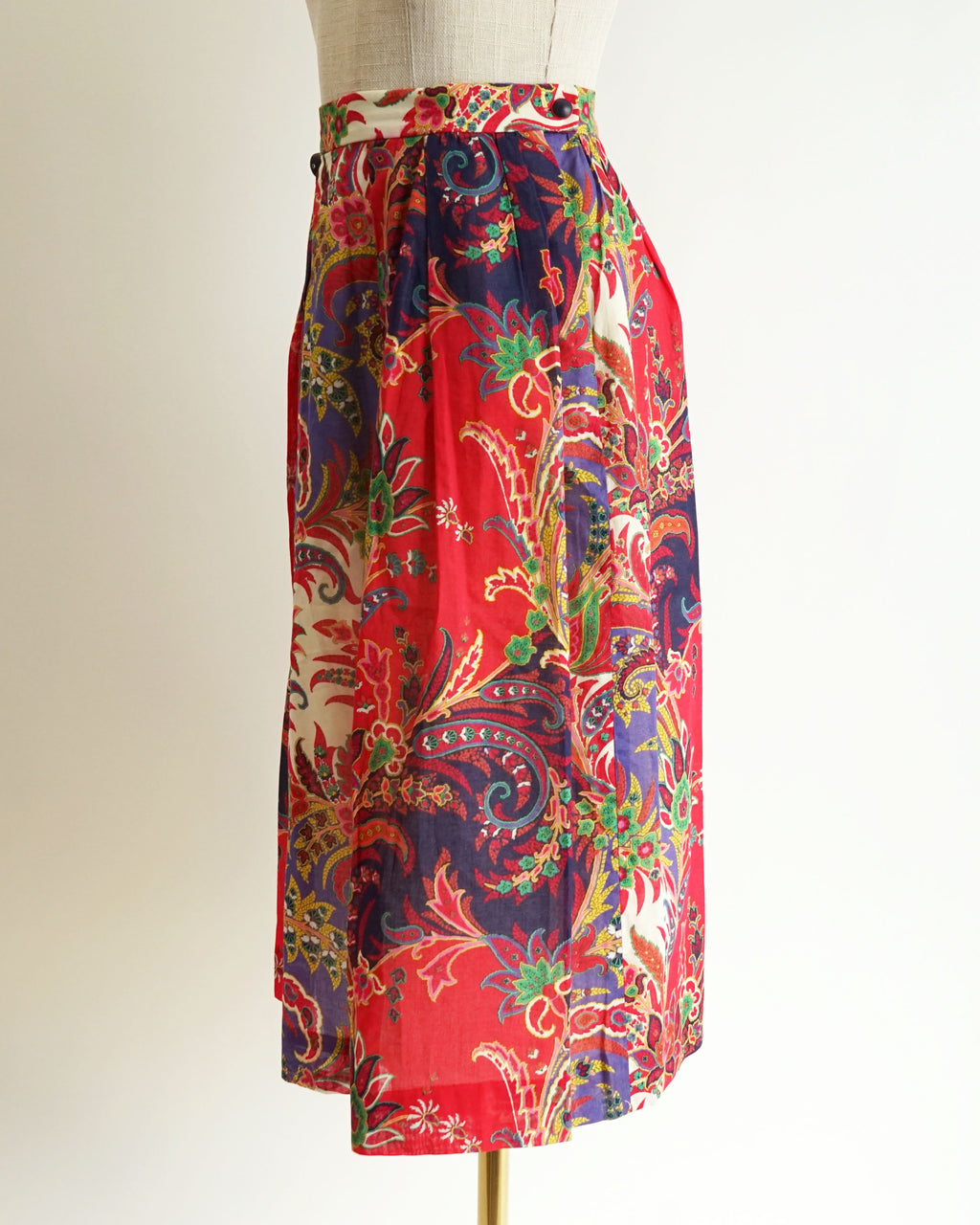 80s Carlisle Fuchsia Purple Paisley Large Print Skirt