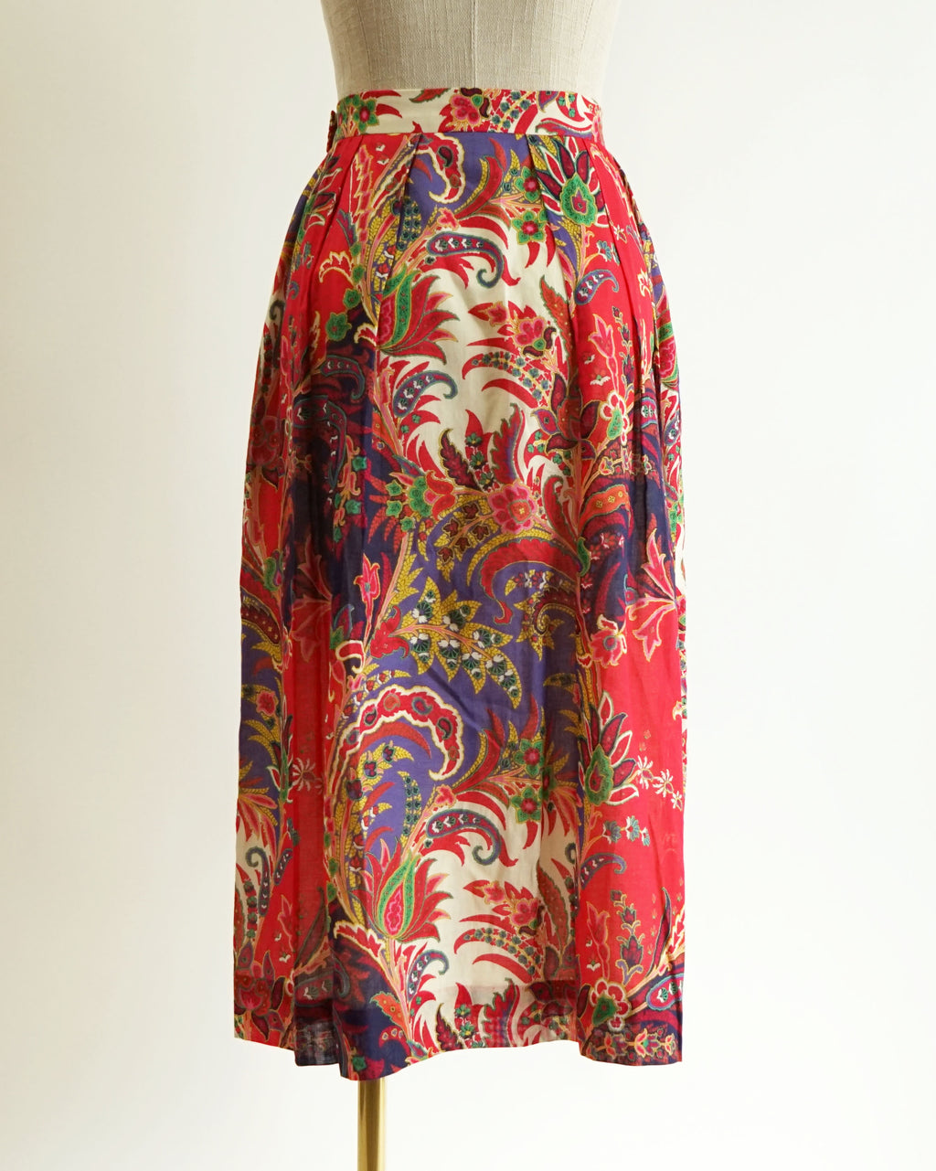 80s Carlisle Fuchsia Purple Paisley Large Print Skirt