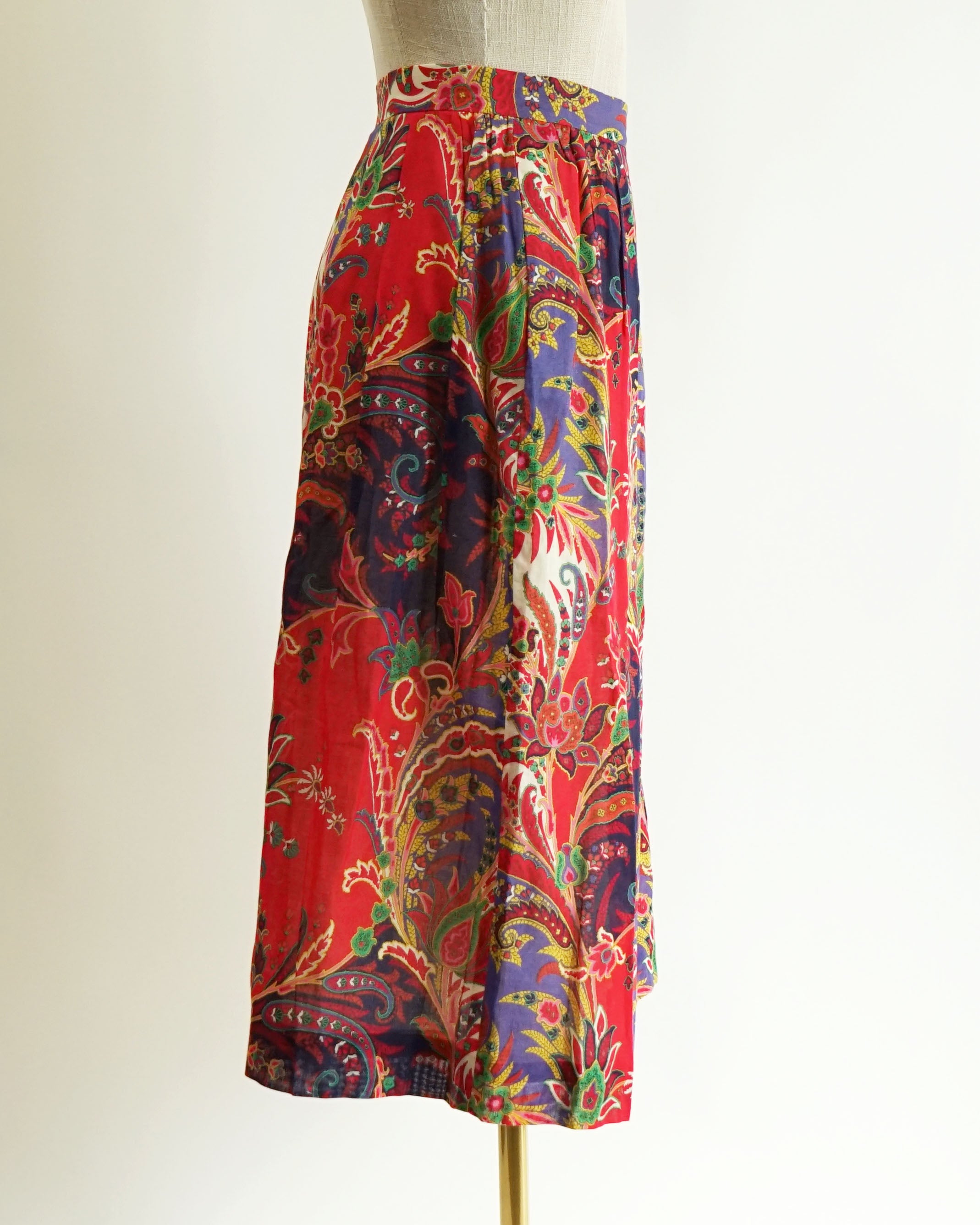 80s Carlisle Fuchsia Purple Paisley Large Print Skirt
