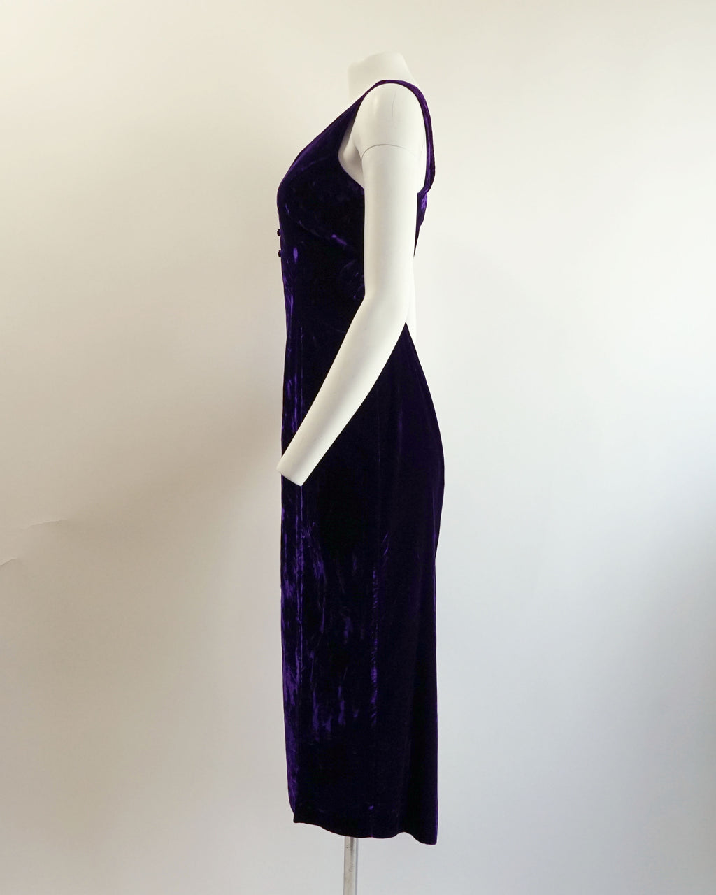 90s Royal Violet Velvet Criss Cross Back Cocktail Dress