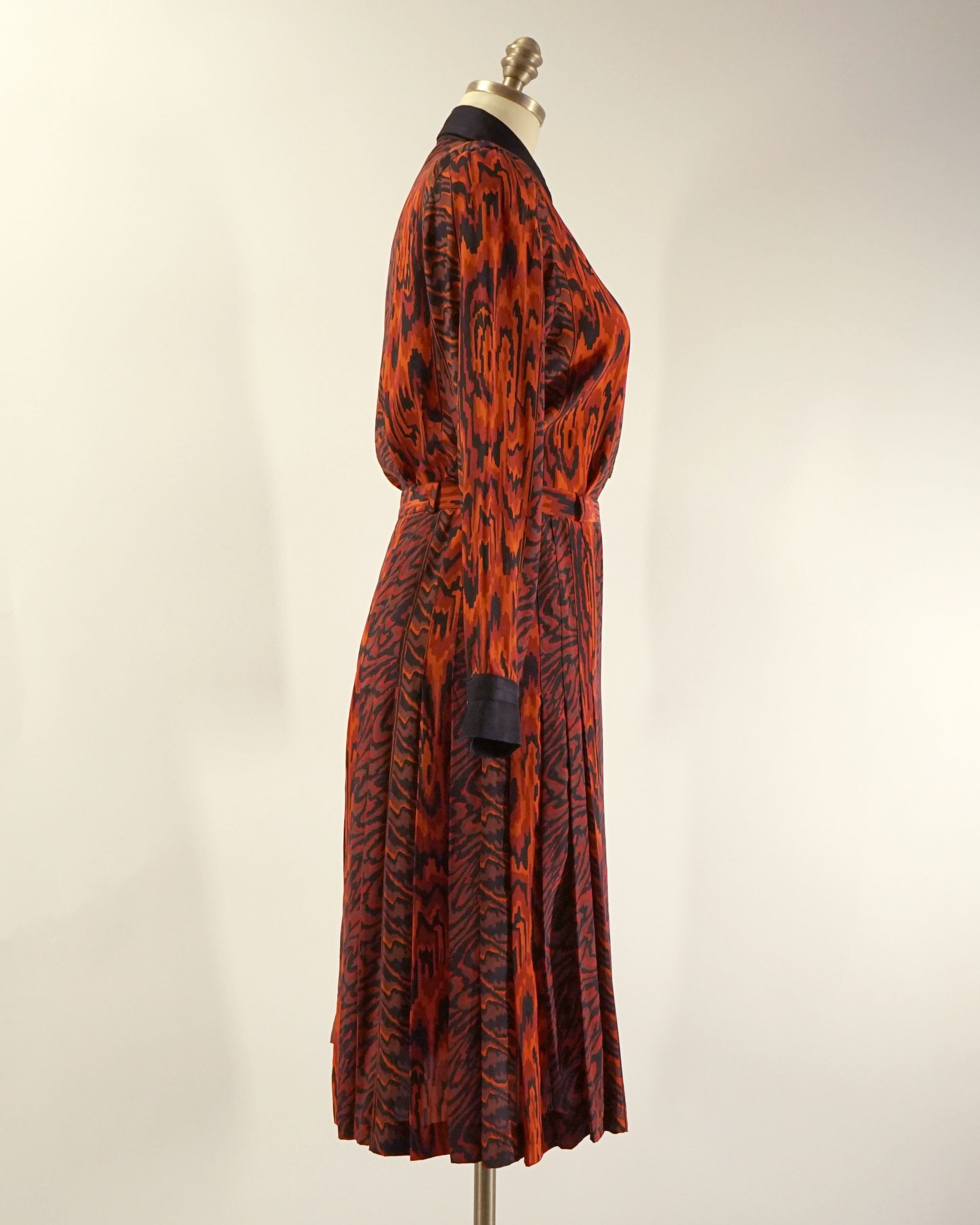 1990s Jean-Louis Scherrer Red Silk Blouse & Skirt Set