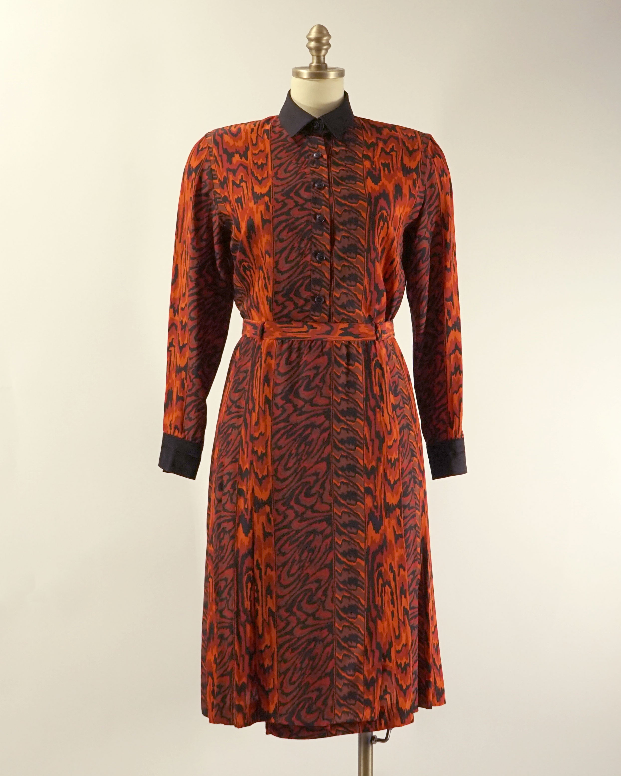 1990s Jean-Louis Scherrer Red Silk Blouse & Skirt Set