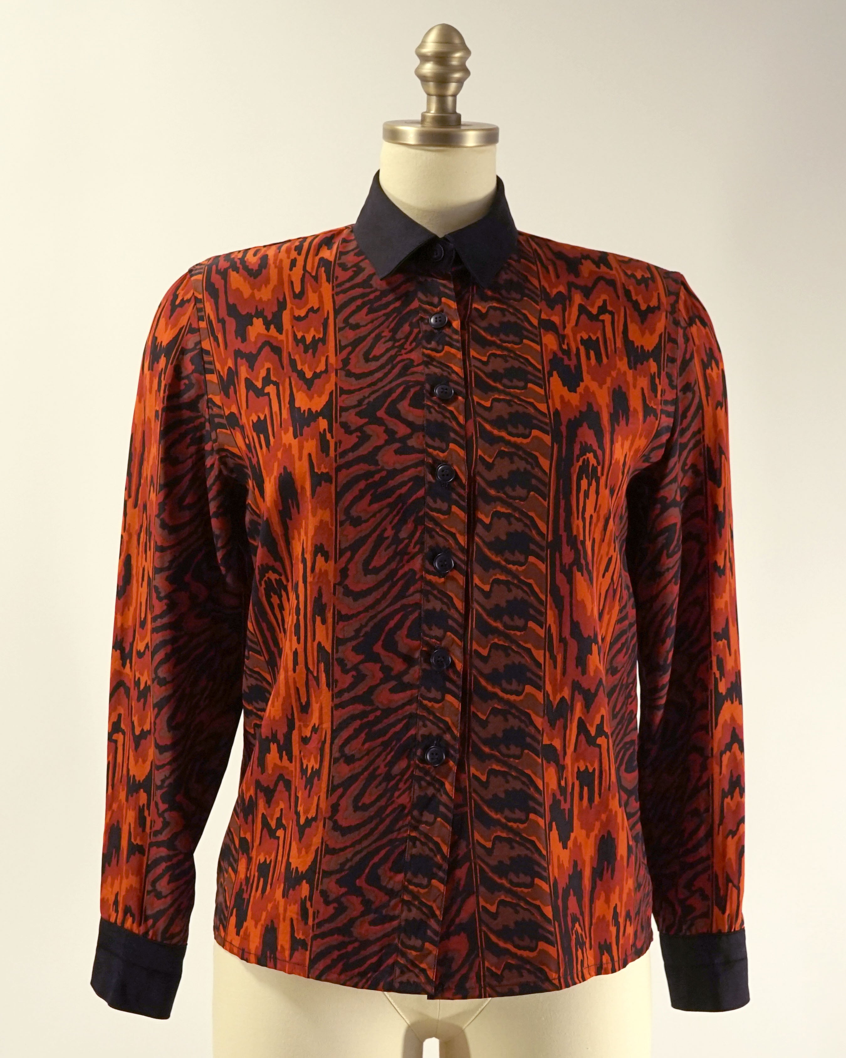 1990s Jean-Louis Scherrer Red Silk Blouse & Skirt Set