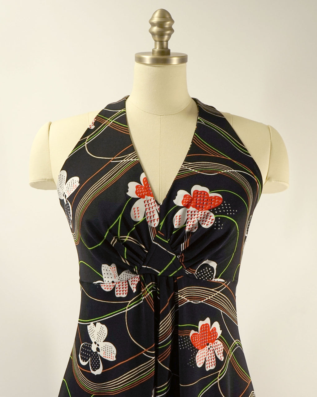 1970s Psychedelic Halter Maxi Dress