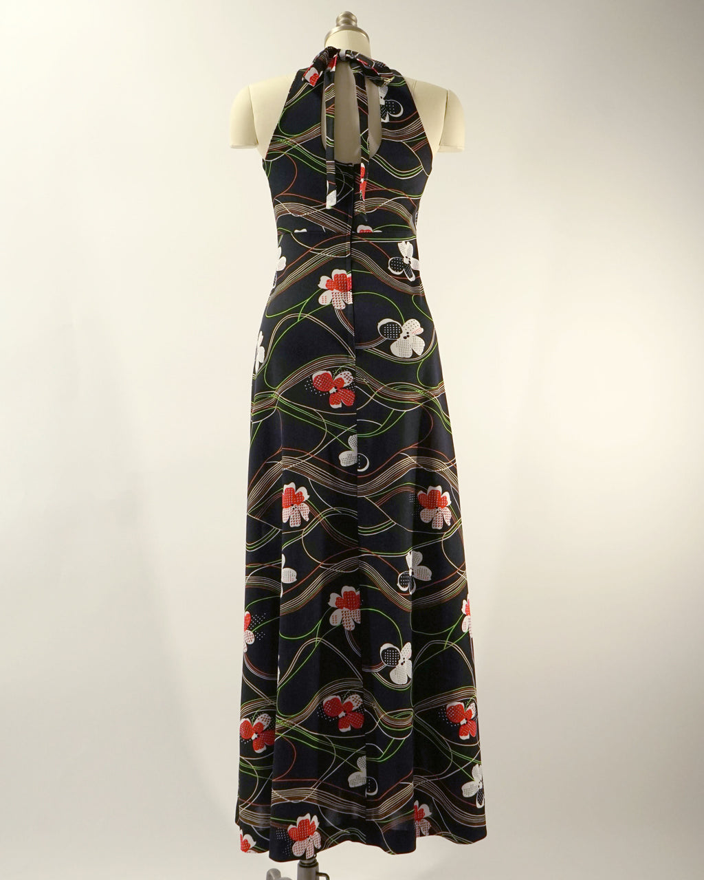 1970s Psychedelic Halter Maxi Dress