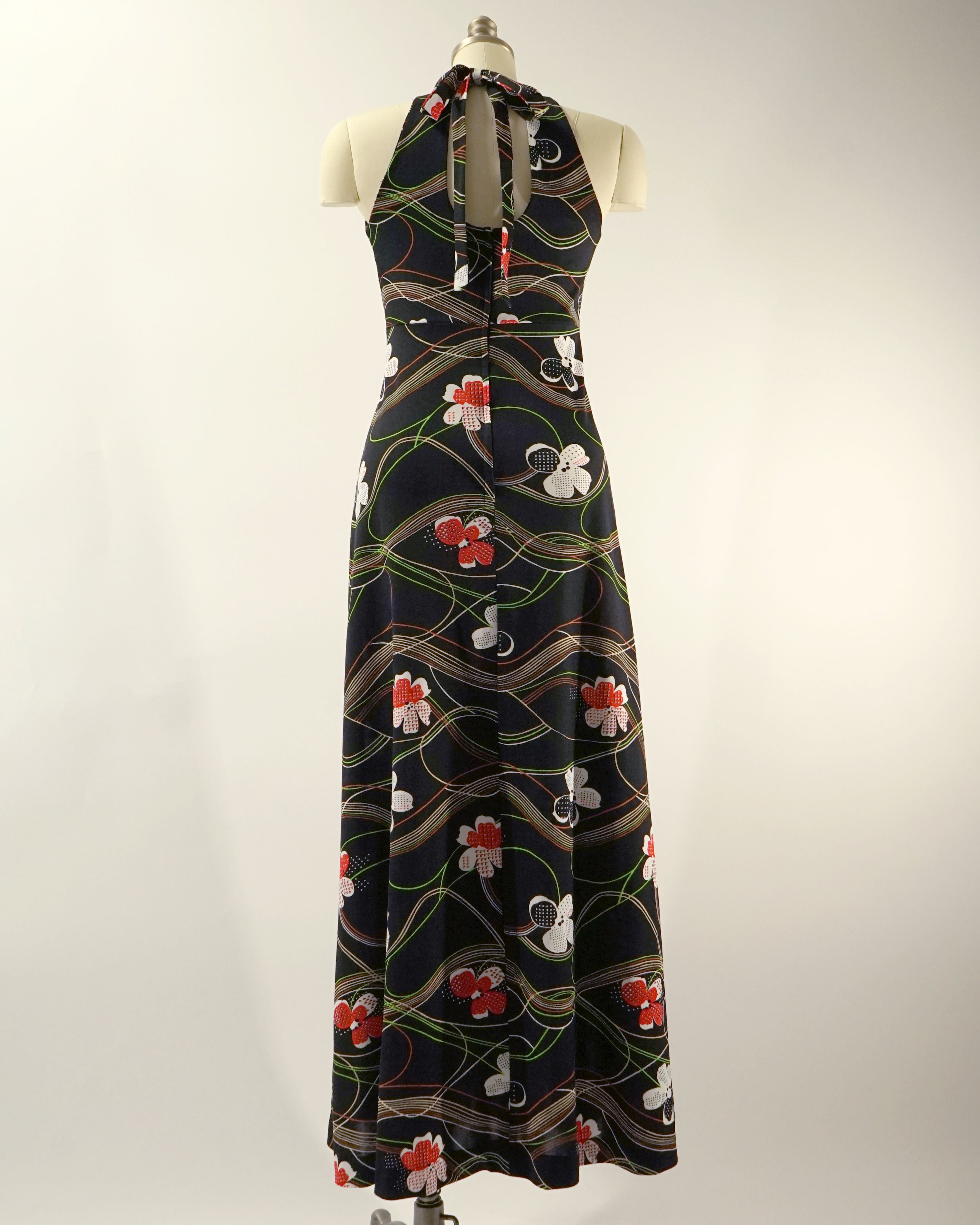 1970s Psychedelic Halter Maxi Dress