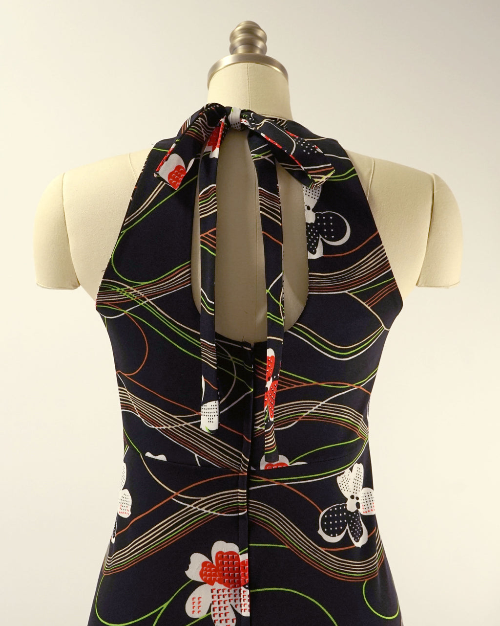 1970s Psychedelic Halter Maxi Dress