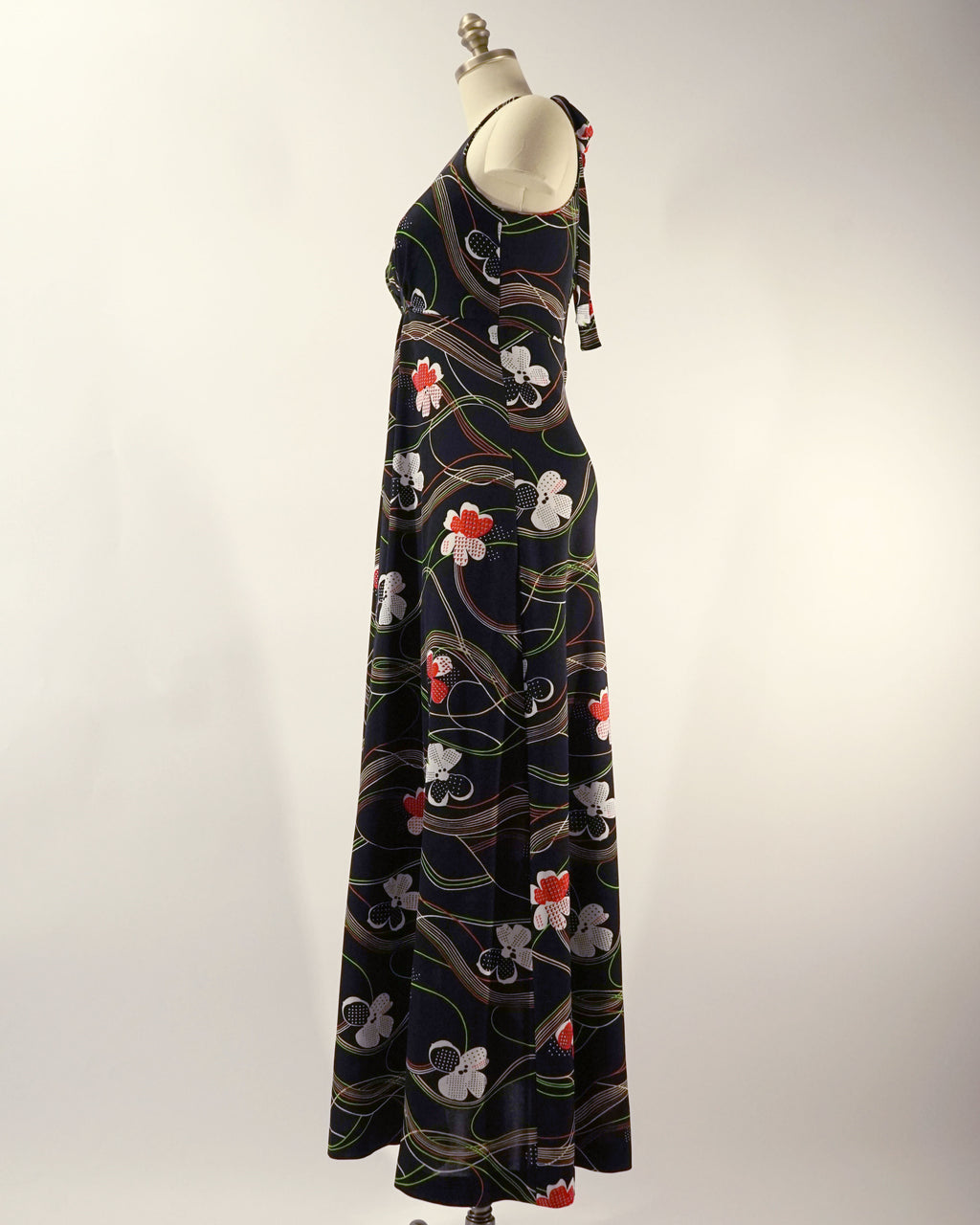 1970s Psychedelic Halter Maxi Dress