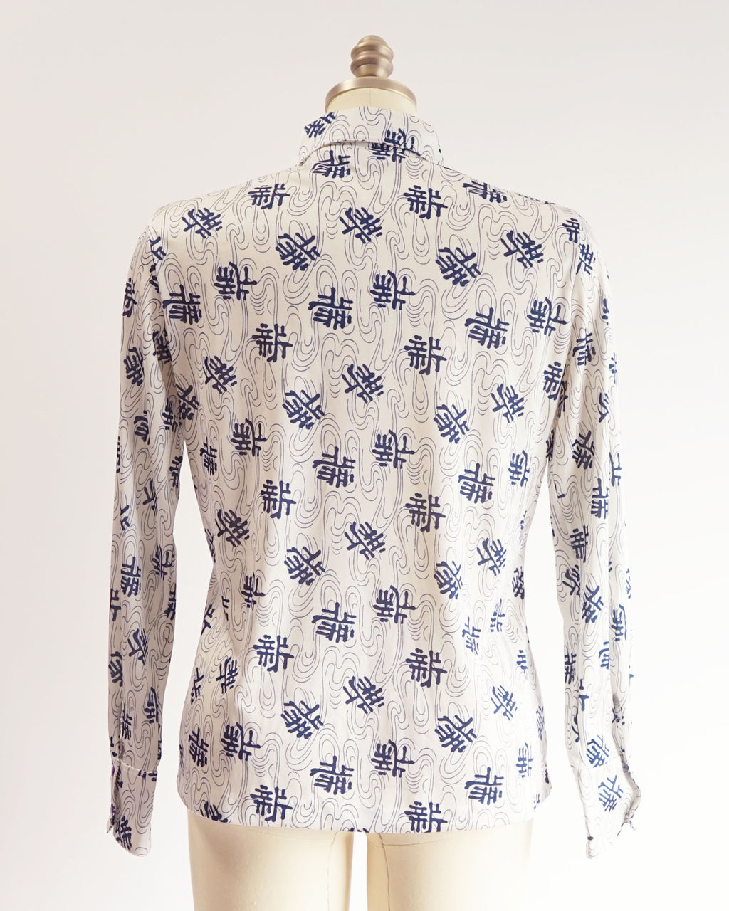 70s Faux Chinese Symbols Blouse