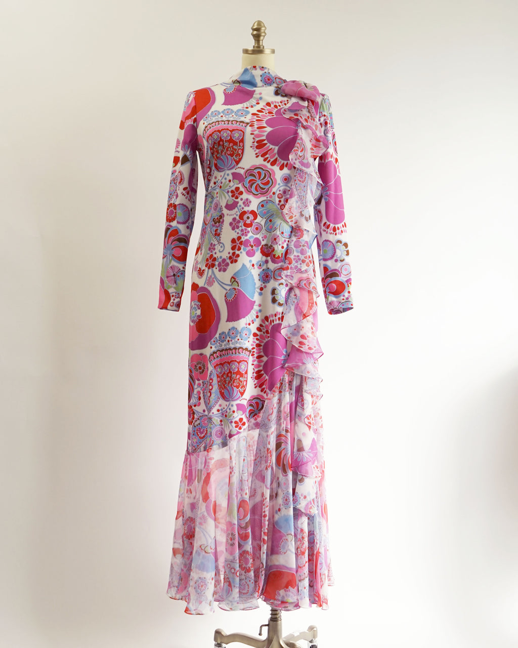 60s Lord & Taylor x Don Luis de España Ruffle Maxi Dress