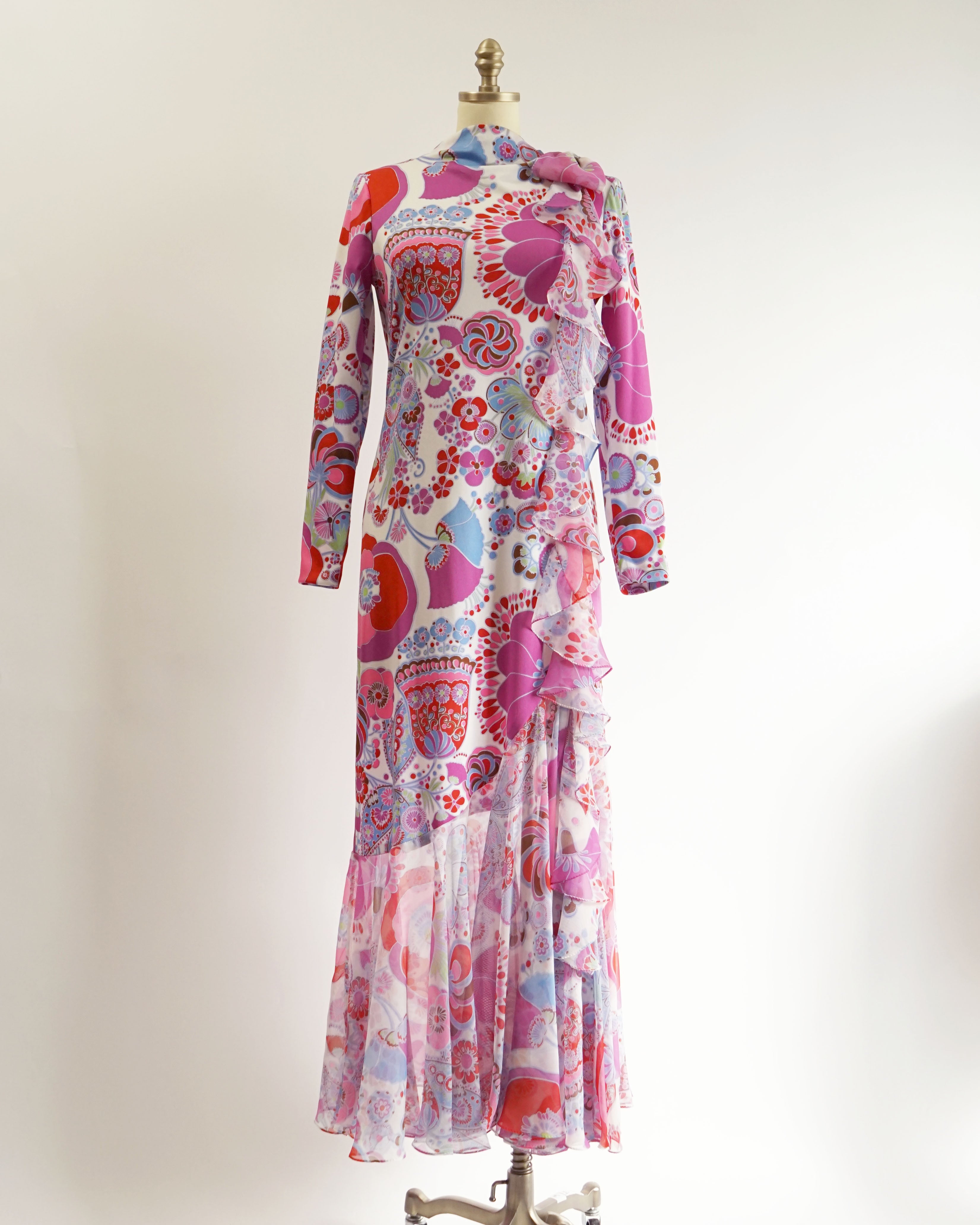 60s Lord & Taylor x Don Luis de España Ruffle Maxi Dress