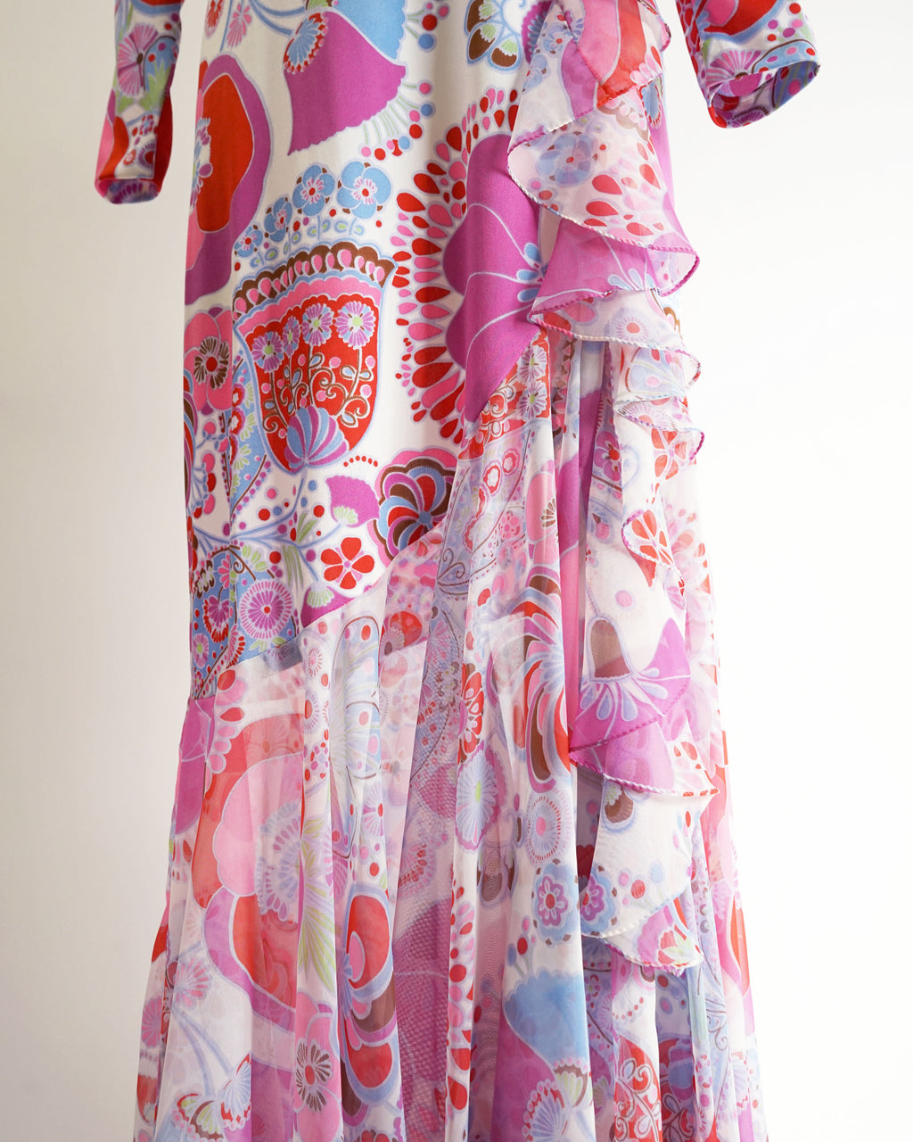 60s Lord & Taylor x Don Luis de España Ruffle Maxi Dress