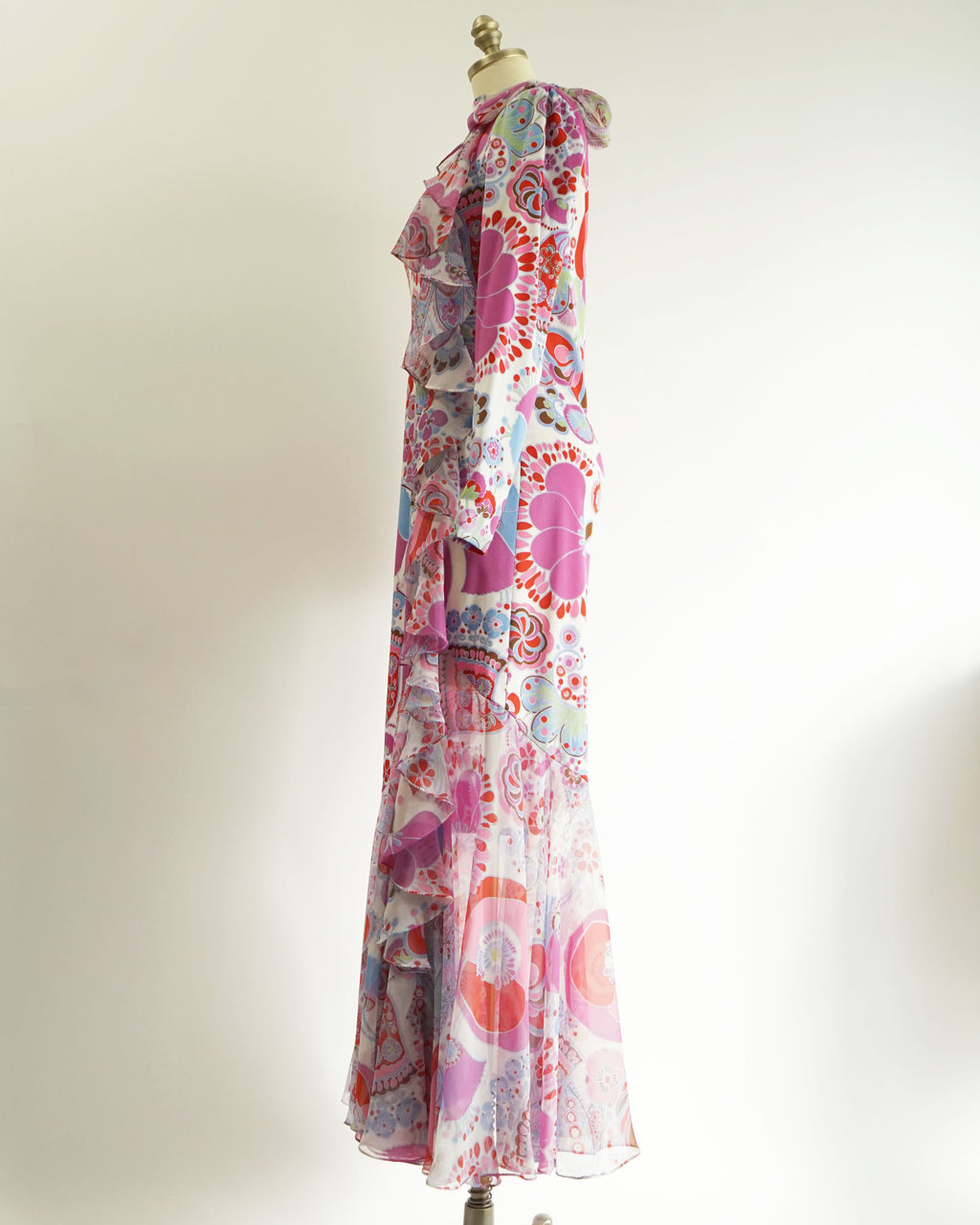 60s Lord & Taylor x Don Luis de España Ruffle Maxi Dress