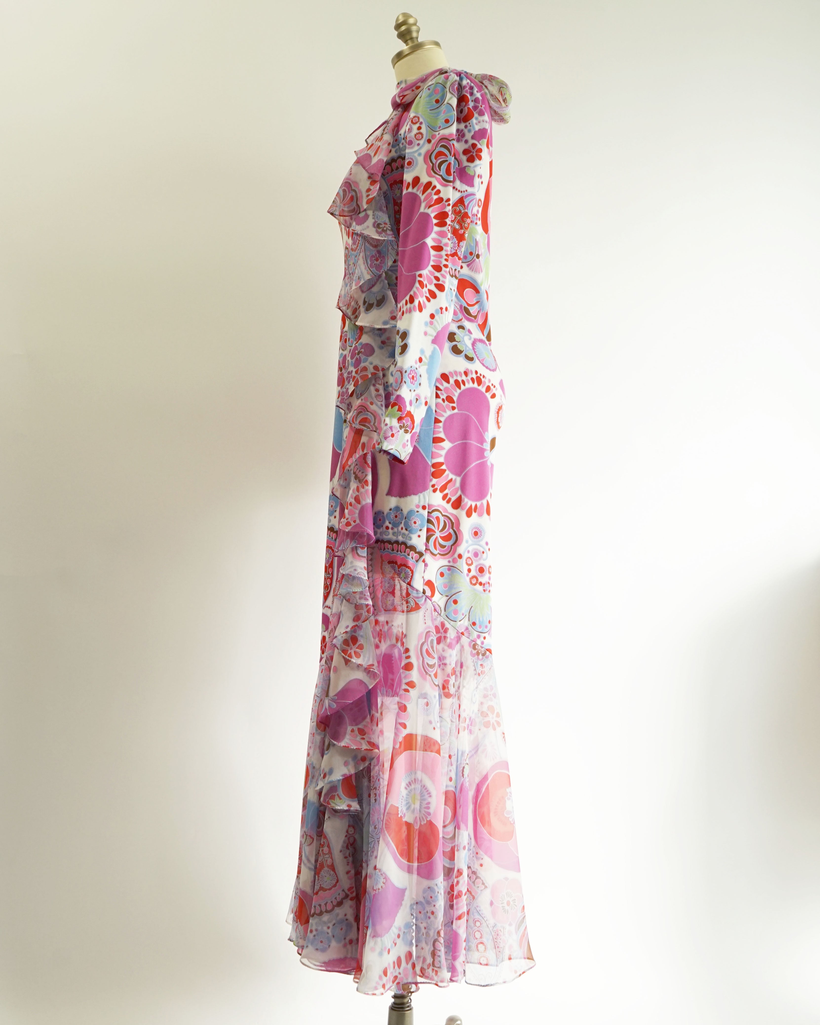 60s Lord & Taylor x Don Luis de España Ruffle Maxi Dress