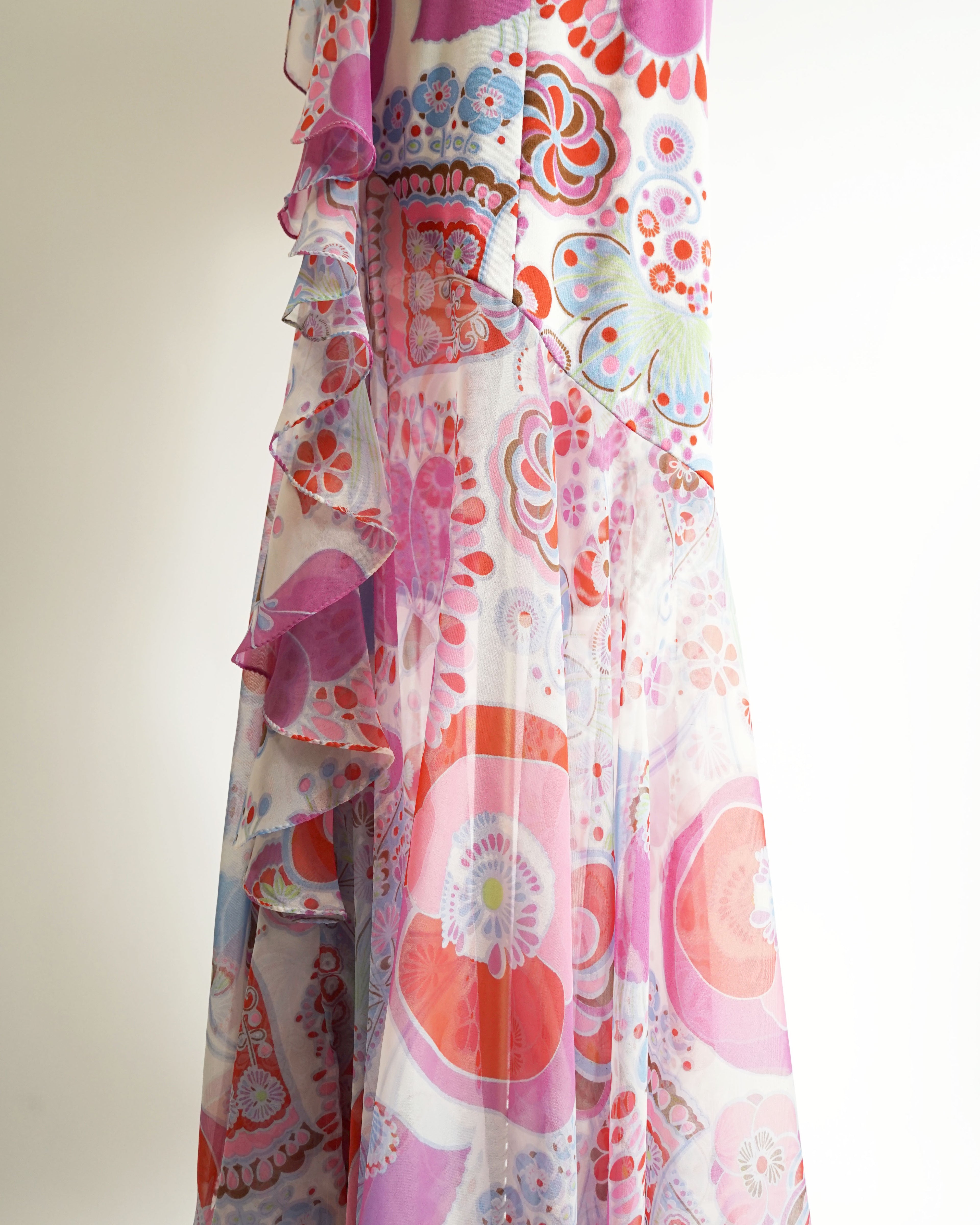 60s Lord & Taylor x Don Luis de España Ruffle Maxi Dress