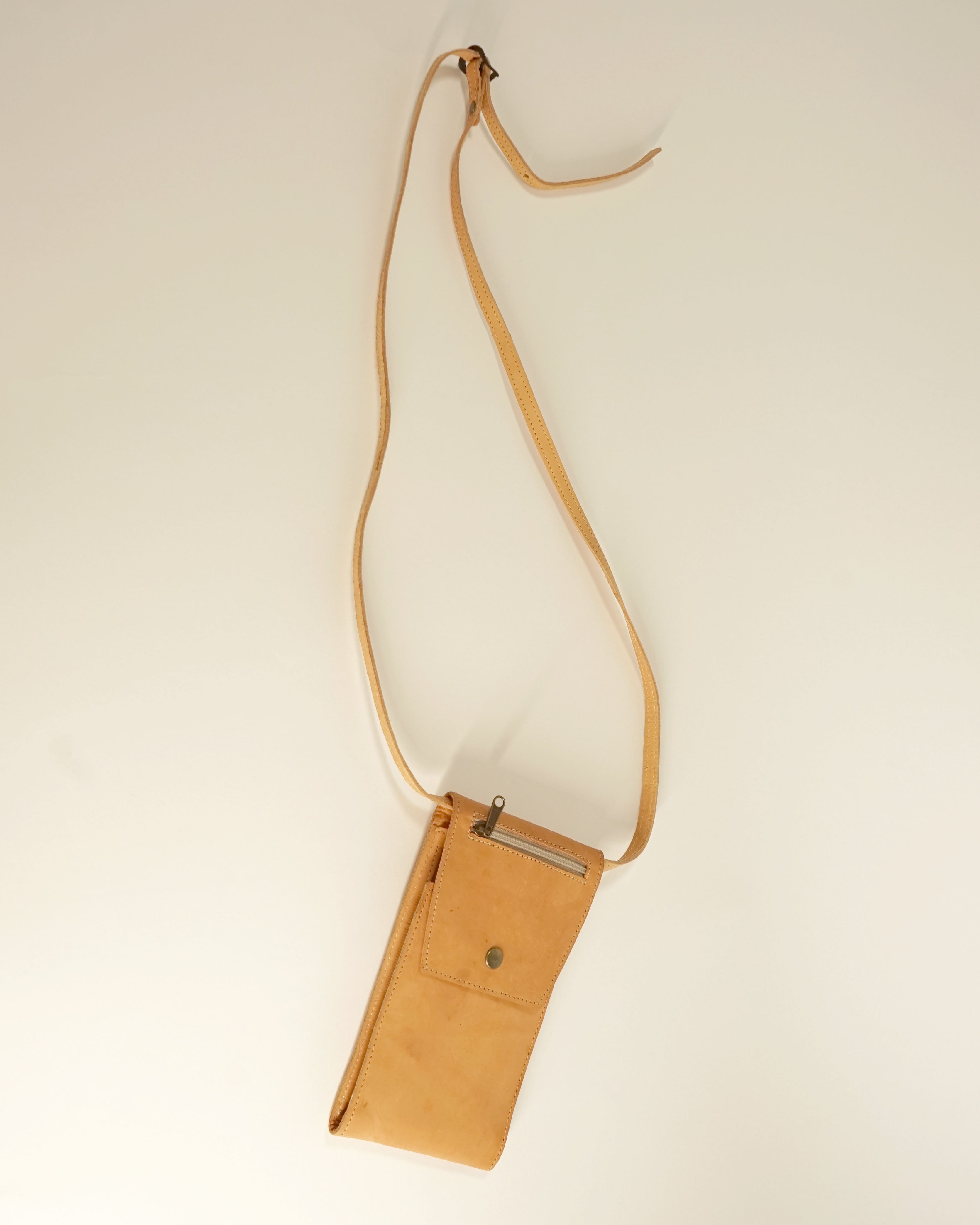 90s Leather Camel Color Wallet Mini Bag w Removable Straps