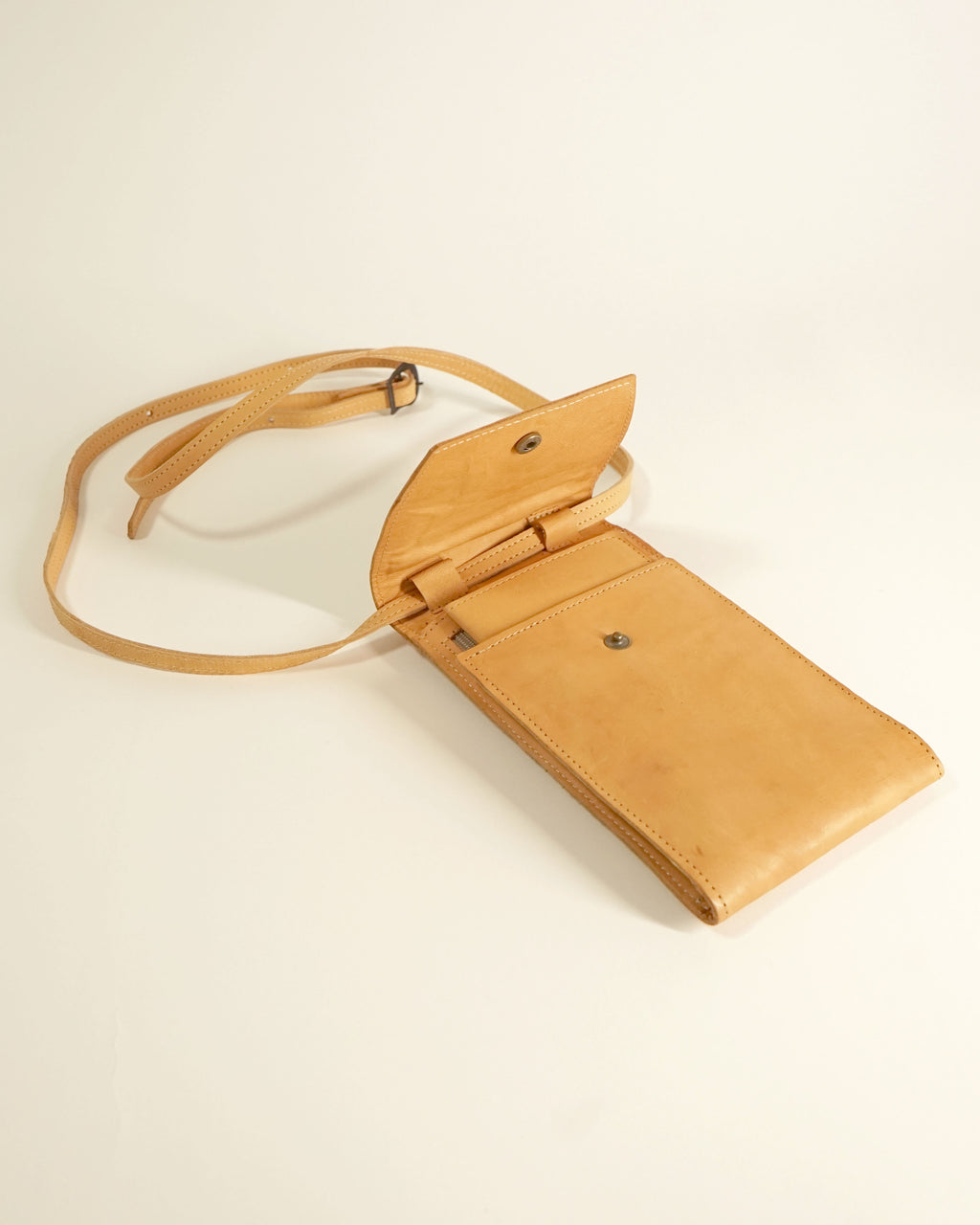 90s Leather Camel Color Wallet Mini Bag w Removable Straps