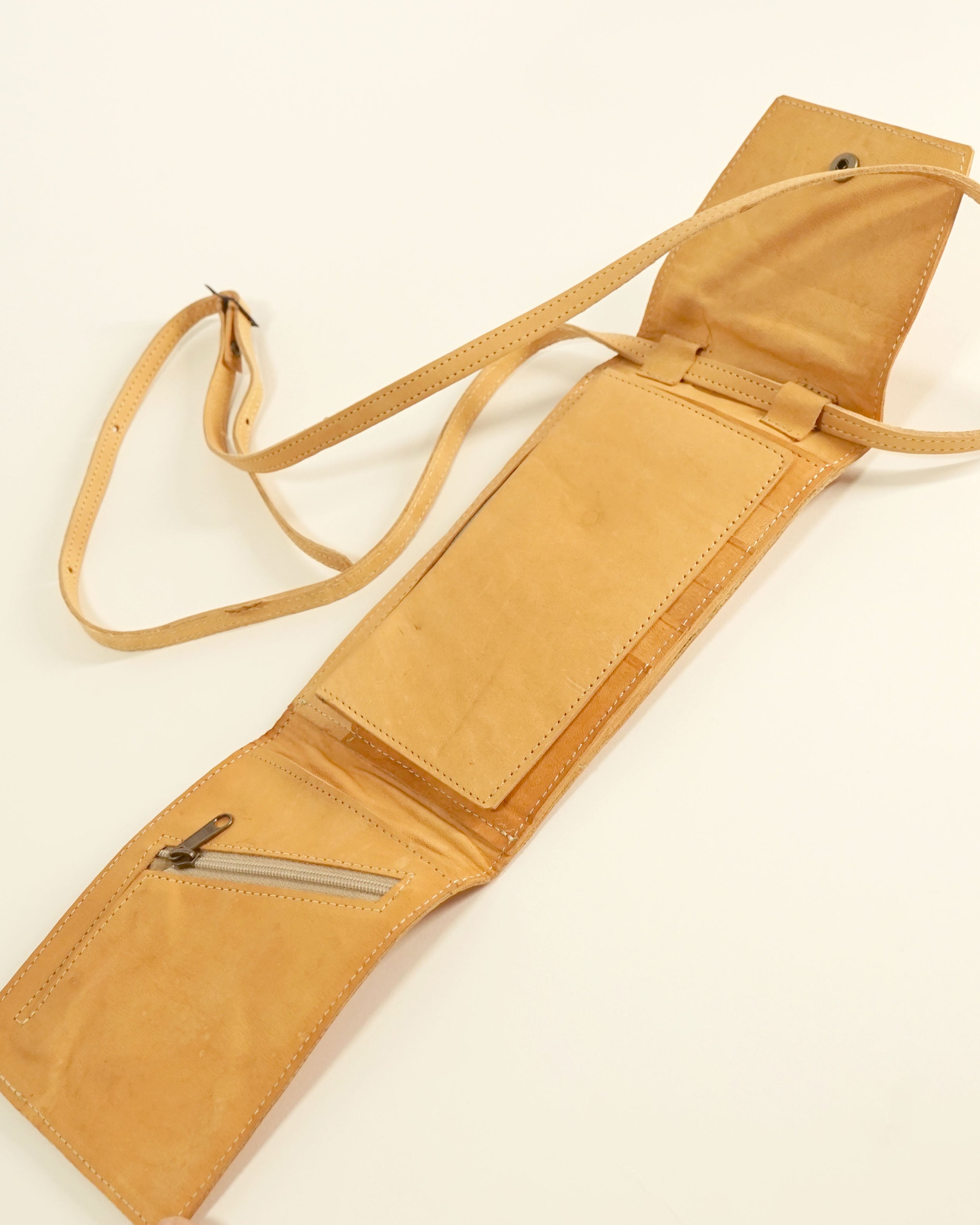 90s Leather Camel Color Wallet Mini Bag w Removable Straps