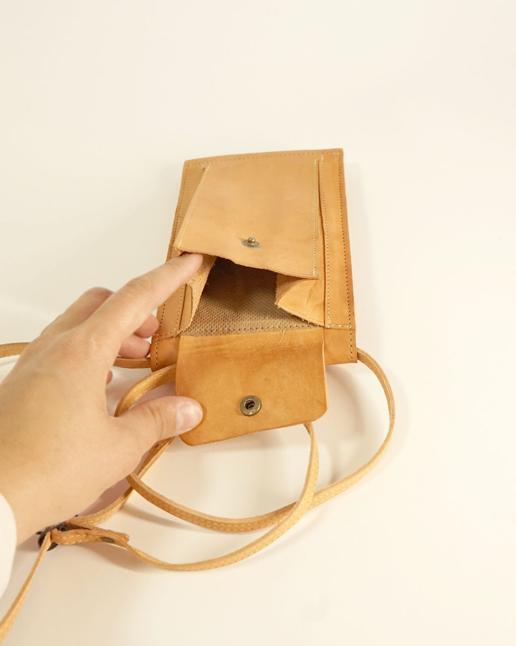 90s Leather Camel Color Wallet Mini Bag w Removable Straps