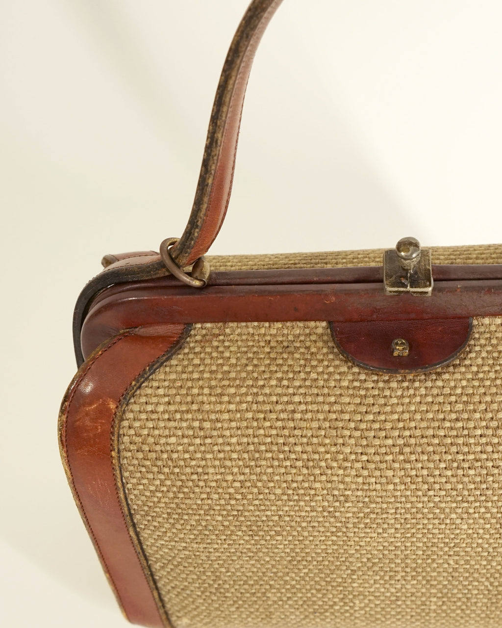70s Etienne Aigner Jute & Leather Trim Handbag
