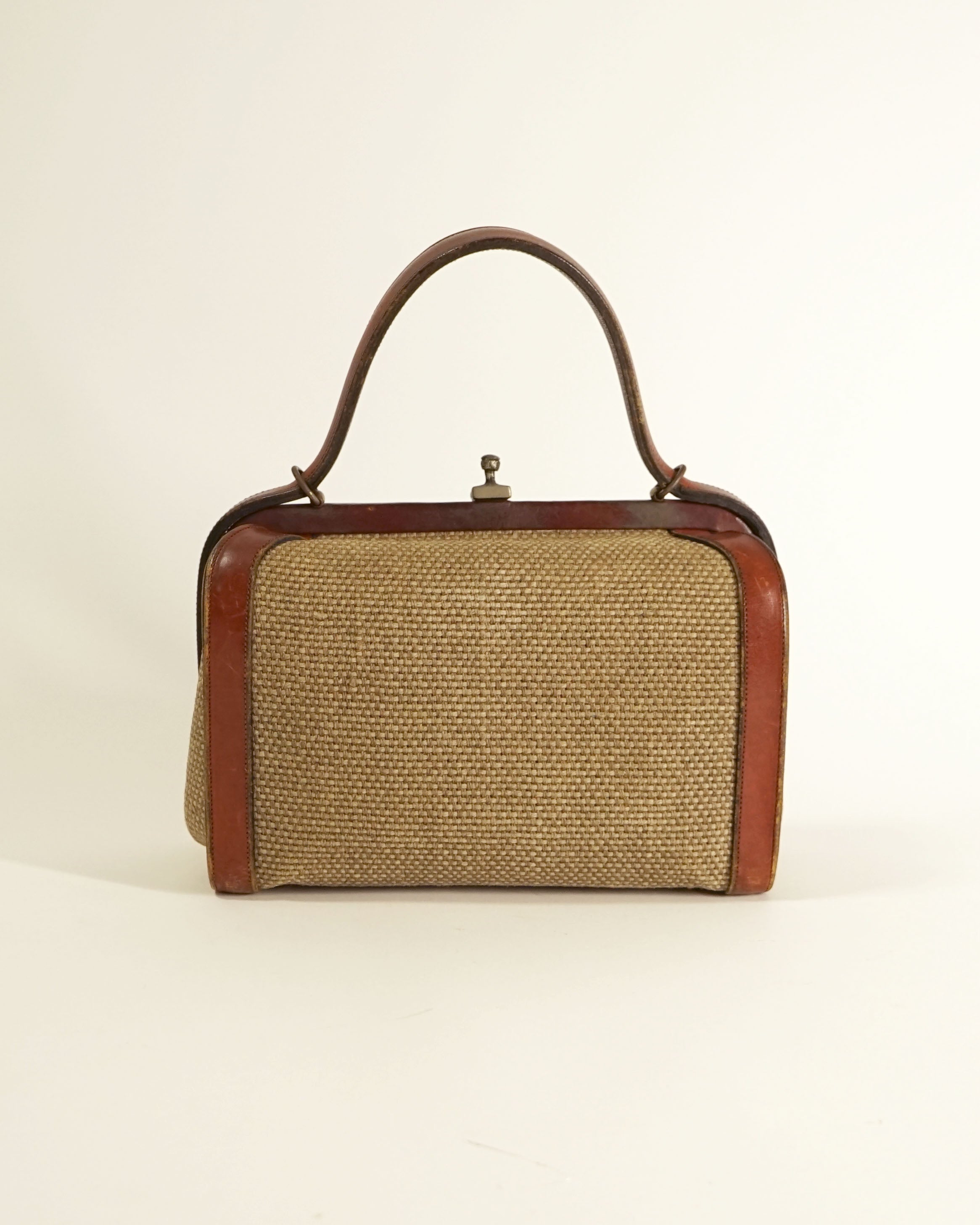 70s Etienne Aigner Jute & Leather Trim Handbag