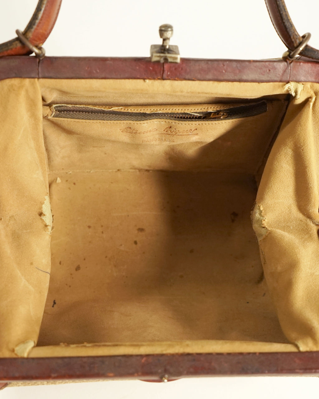 70s Etienne Aigner Jute & Leather Trim Handbag