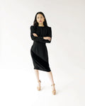 80s Valentino Miss V Black Velvet & Wool Wedge Cocktail Dress