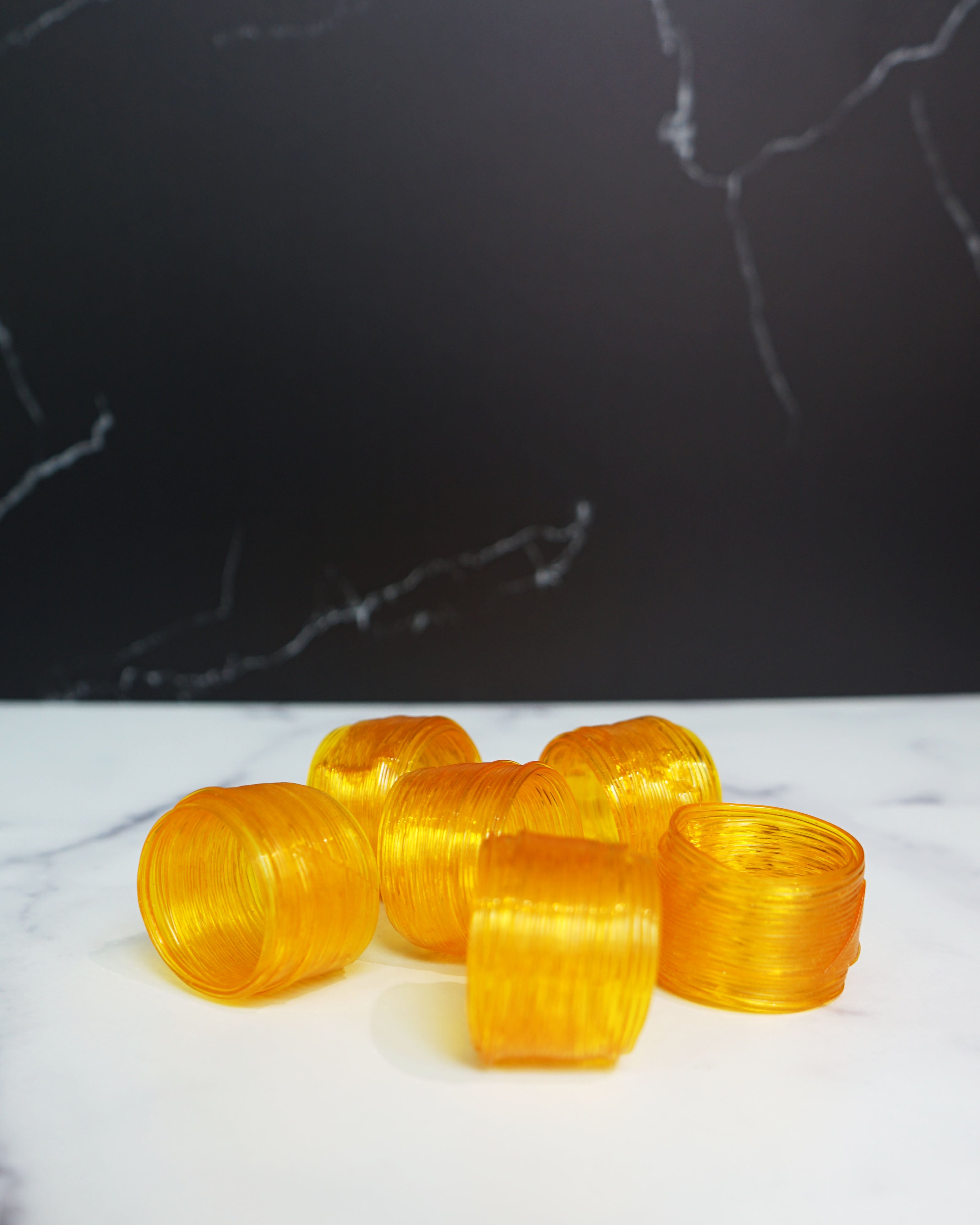 1980s Yellow Spun Plastic Napkin Holders - Set of Six