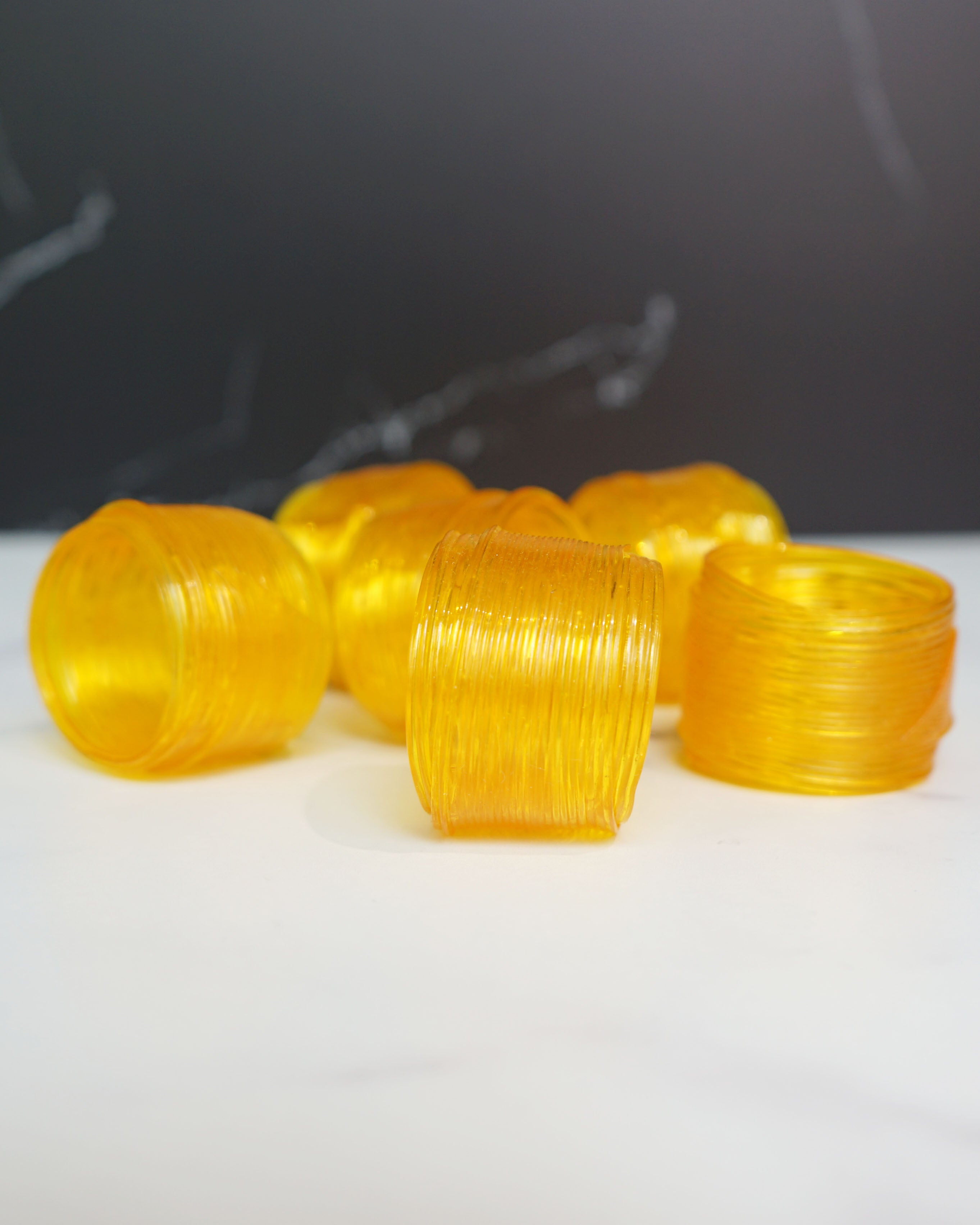 1980s Yellow Spun Plastic Napkin Holders - Set of Six
