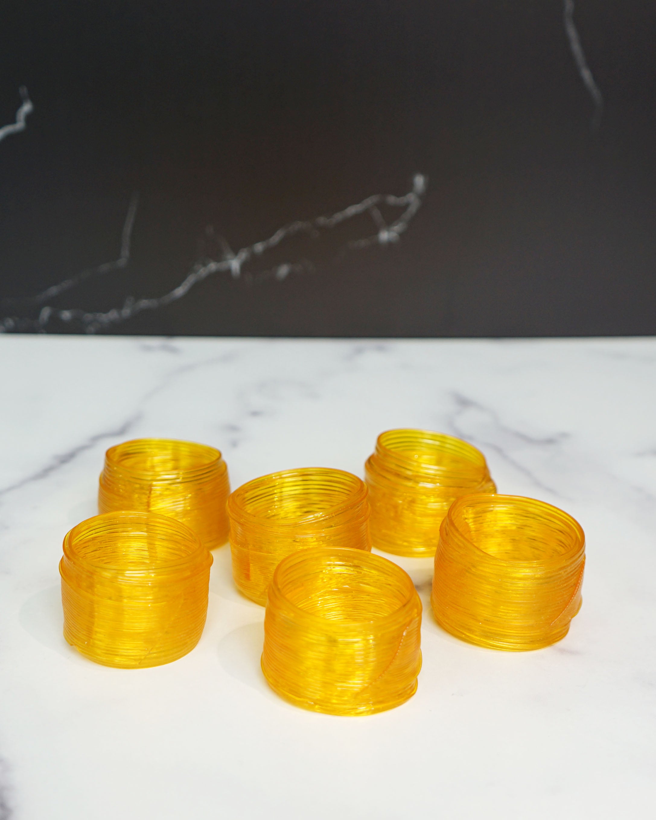 1980s Yellow Spun Plastic Napkin Holders - Set of Six