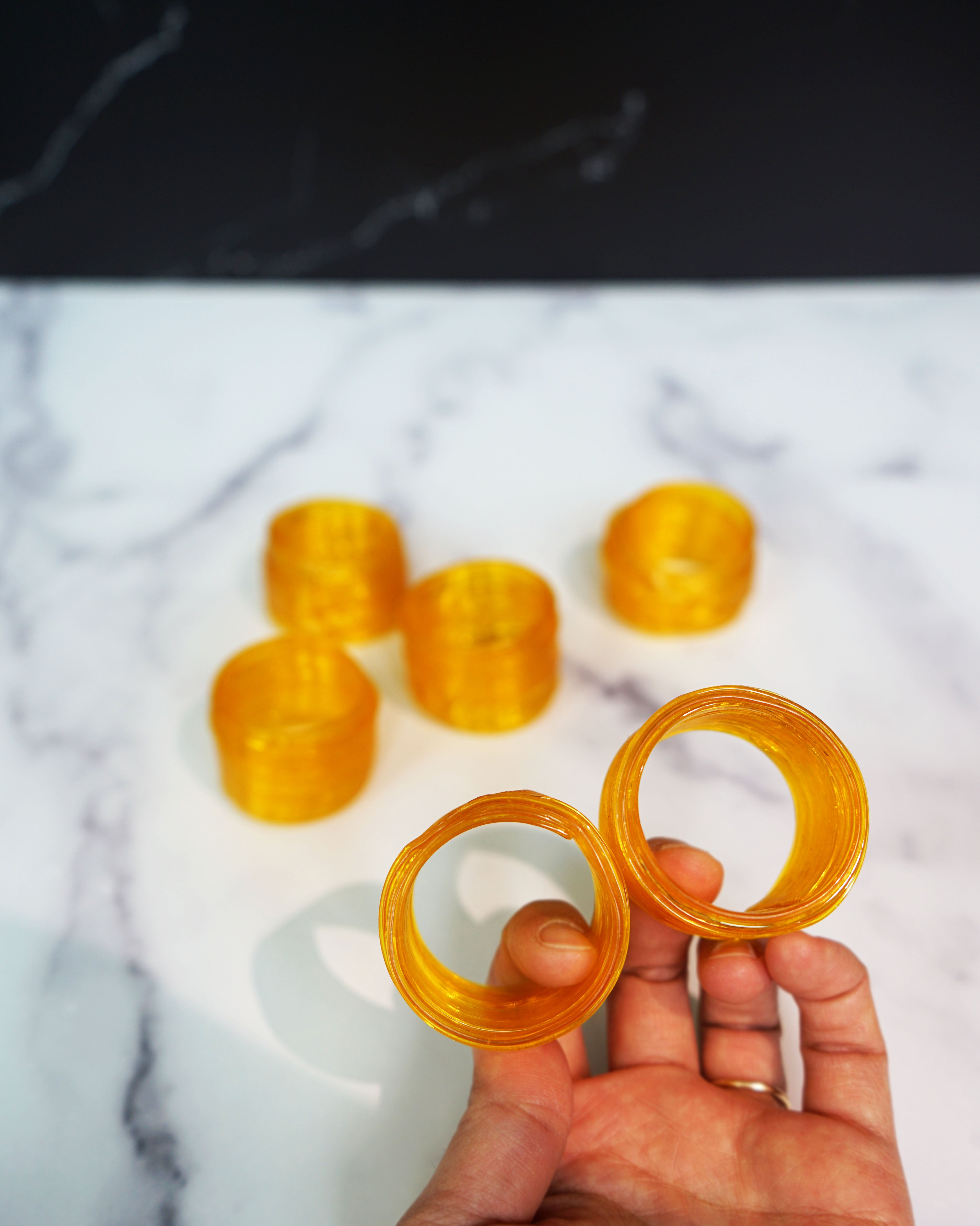 1980s Yellow Spun Plastic Napkin Holders - Set of Six