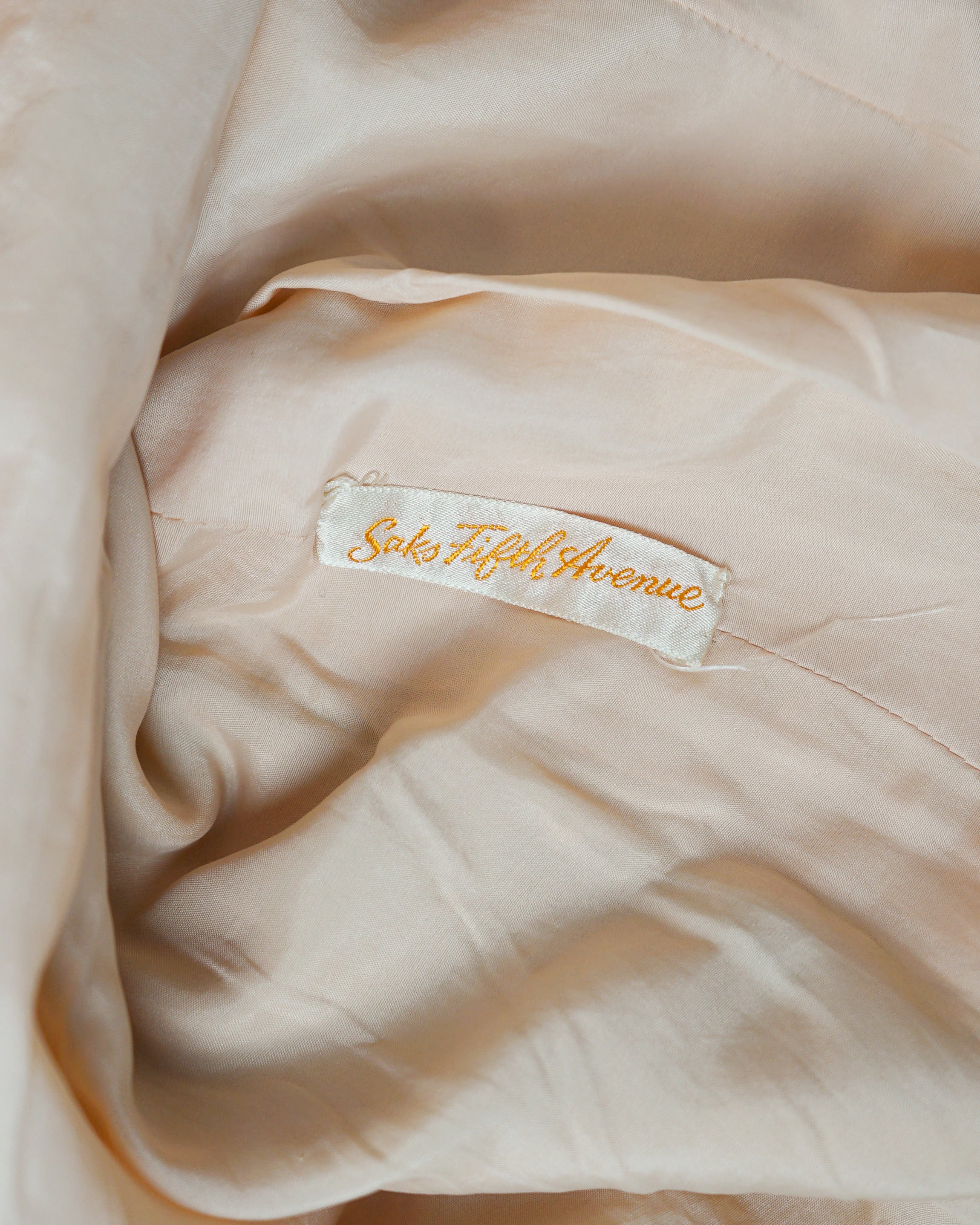 60s Donald Brooks Silk Peach Sunshine Rays Dress w Gold Heart Buttons