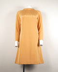 60s Donald Brooks Silk Peach Dress w Gold Heart Buttons