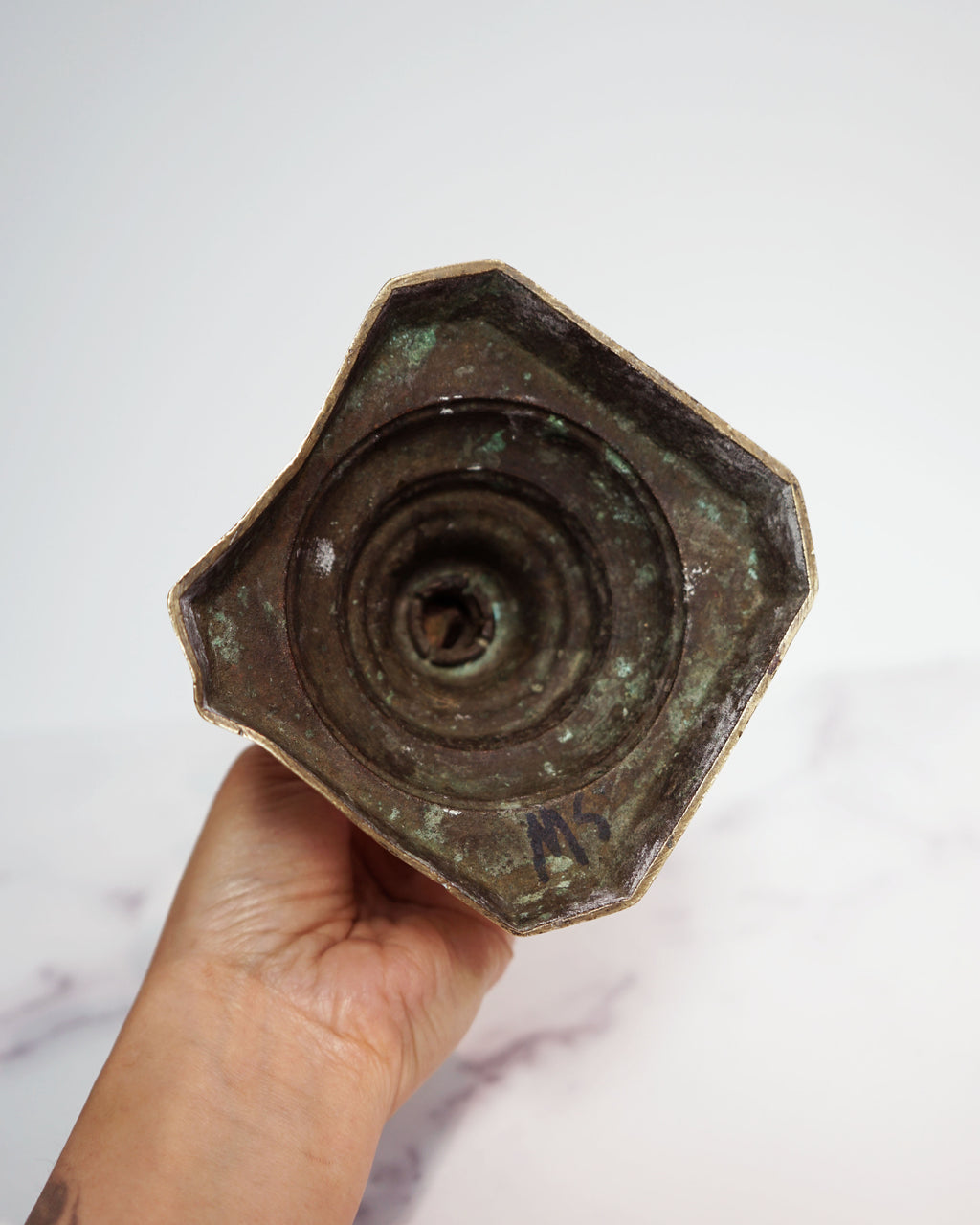 70s Extra Large Brass Candle Holder