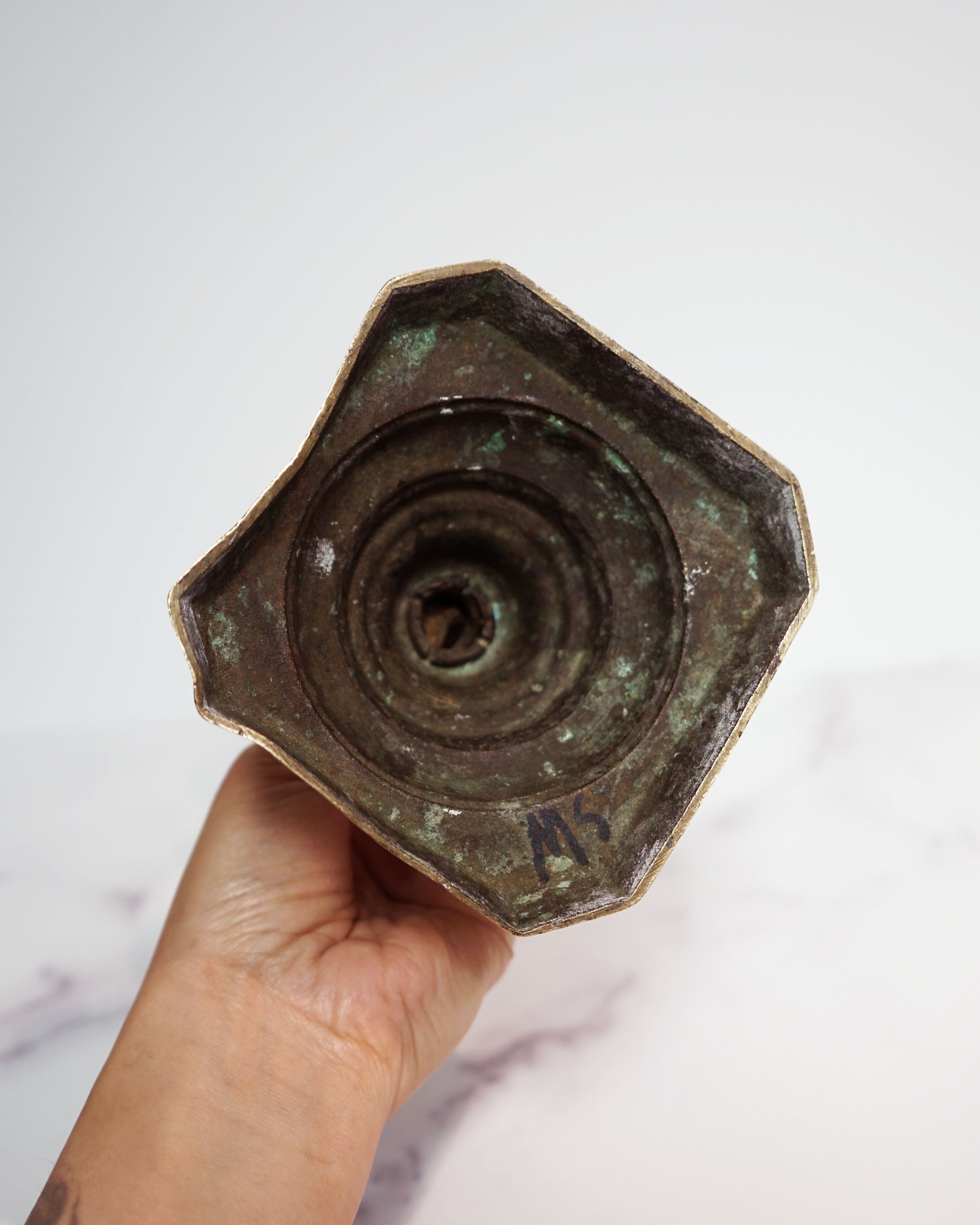 70s Extra Large Brass Candle Holder