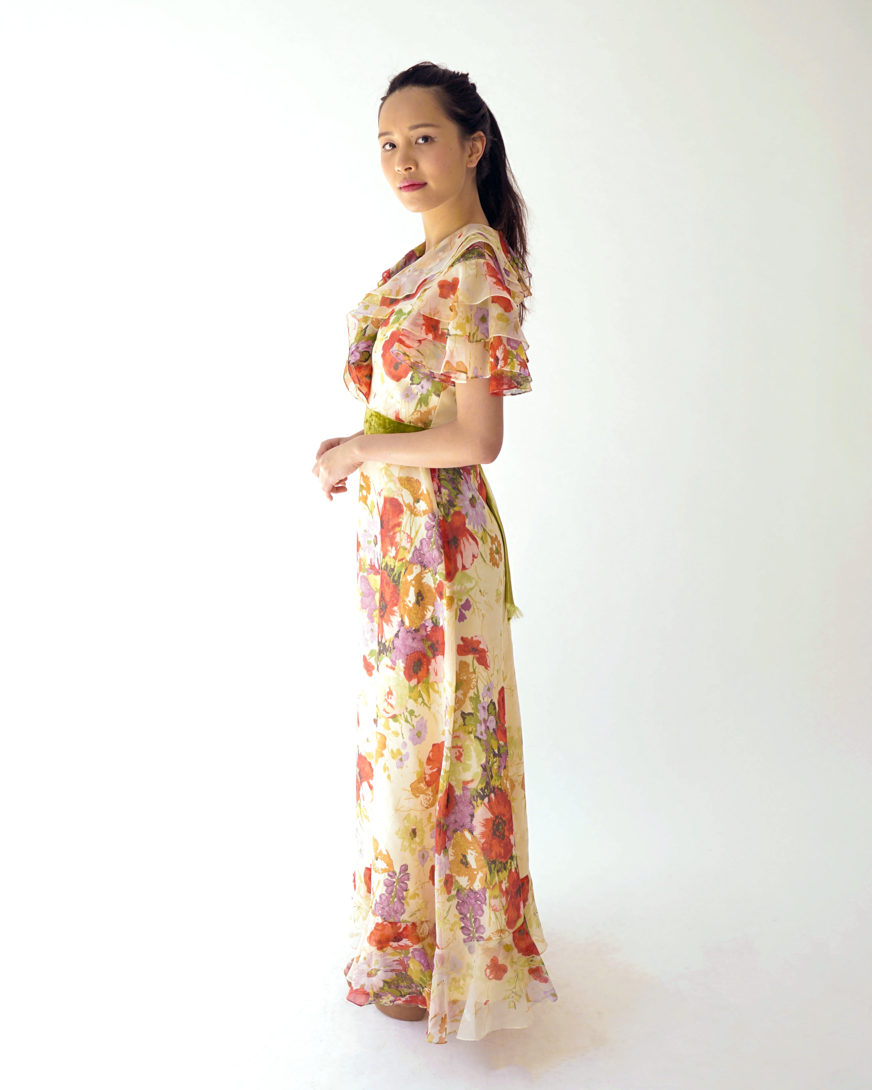 1960s Hartzfeld Kansas City Floral Gown