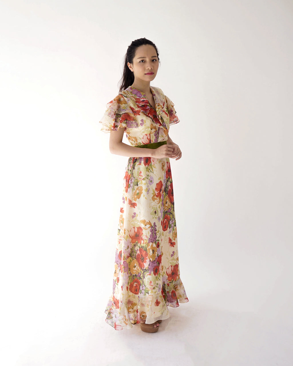 1960s Hartzfeld Kansas City Floral Gown
