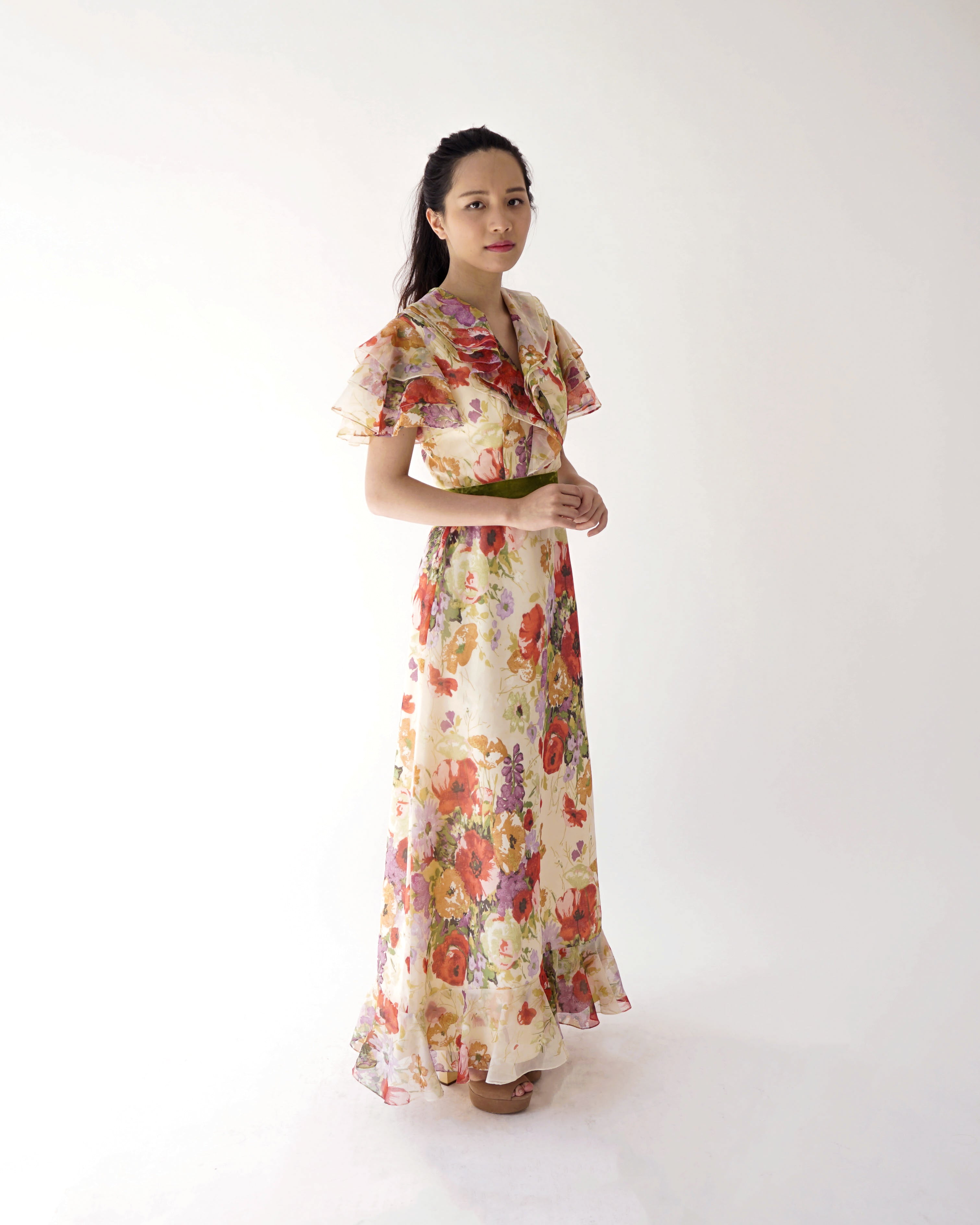 1960s Hartzfeld Kansas City Floral Gown