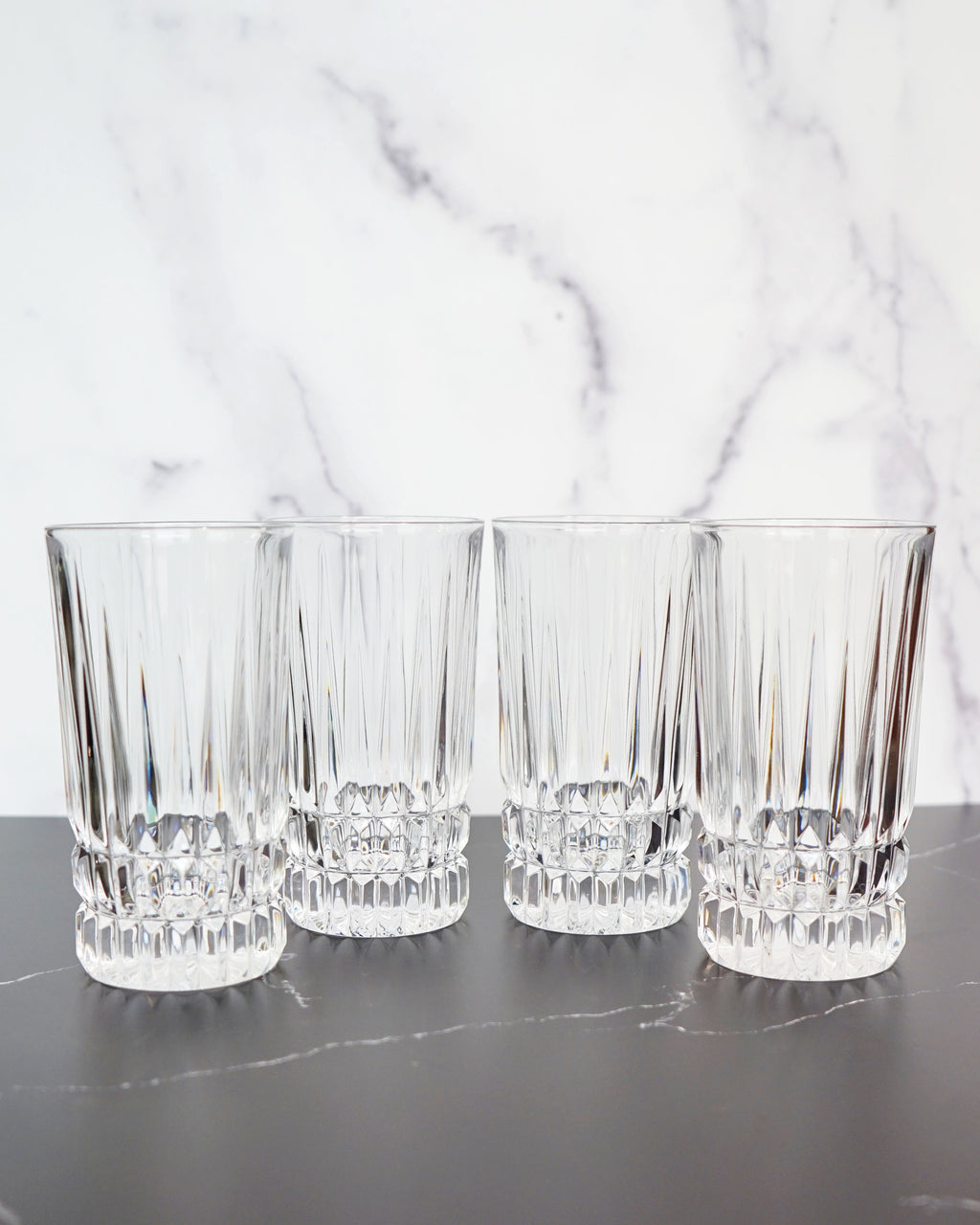 1980s Highball Crystal Glasses - Set of Four