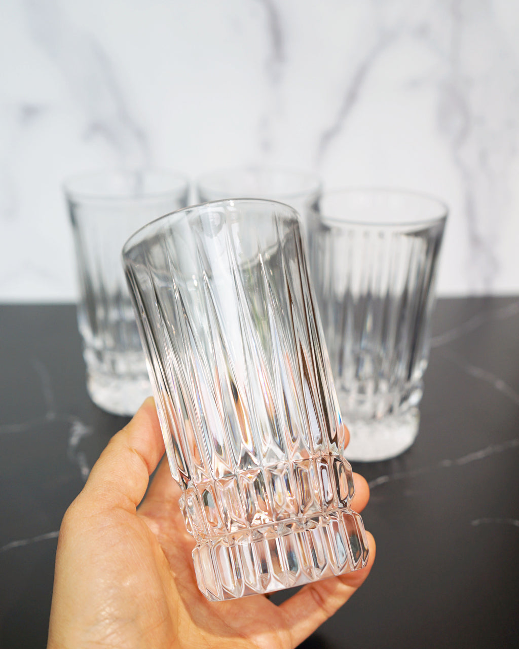 1980s Highball Crystal Glasses - Set of Four