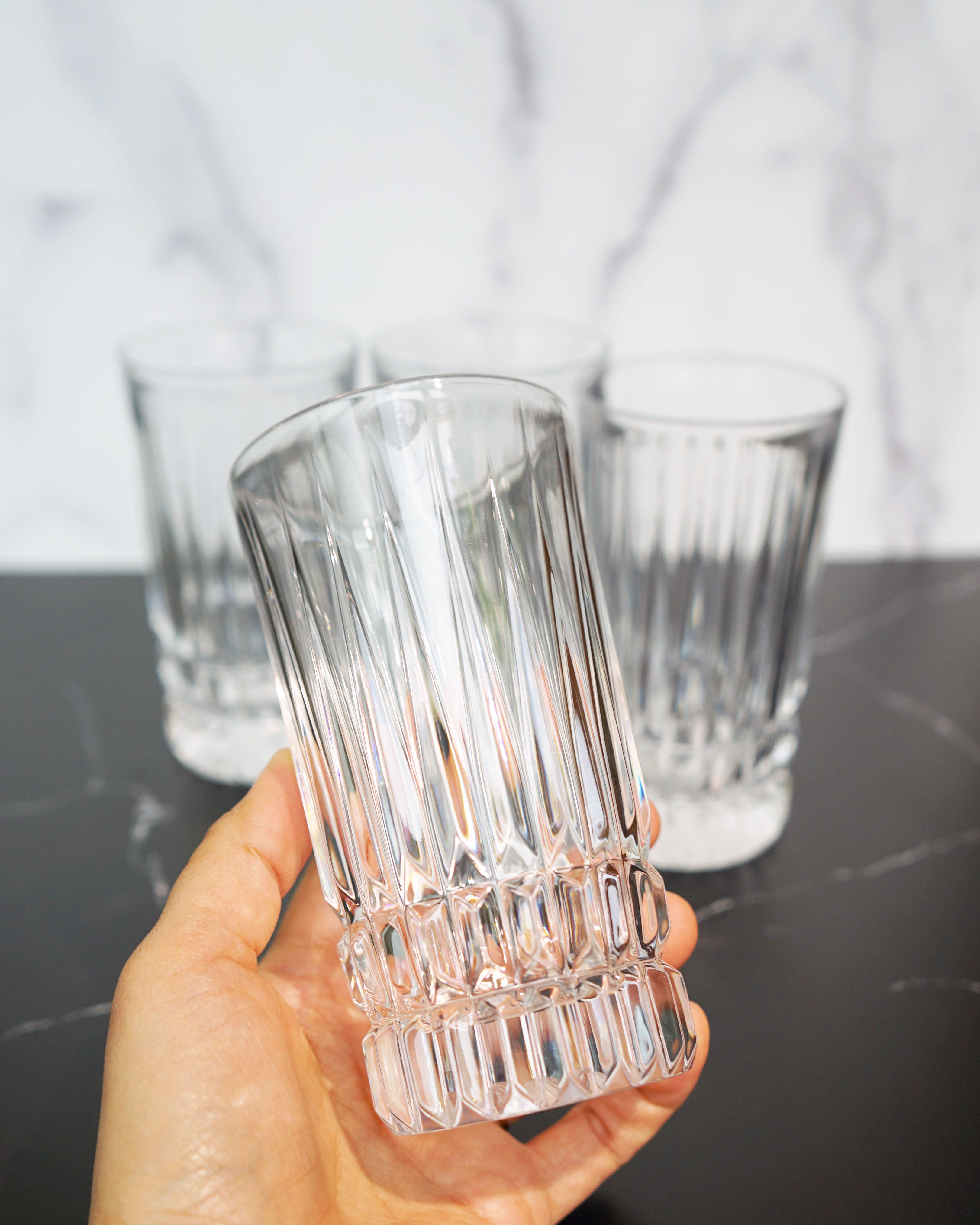 1980s Highball Crystal Glasses - Set of Four