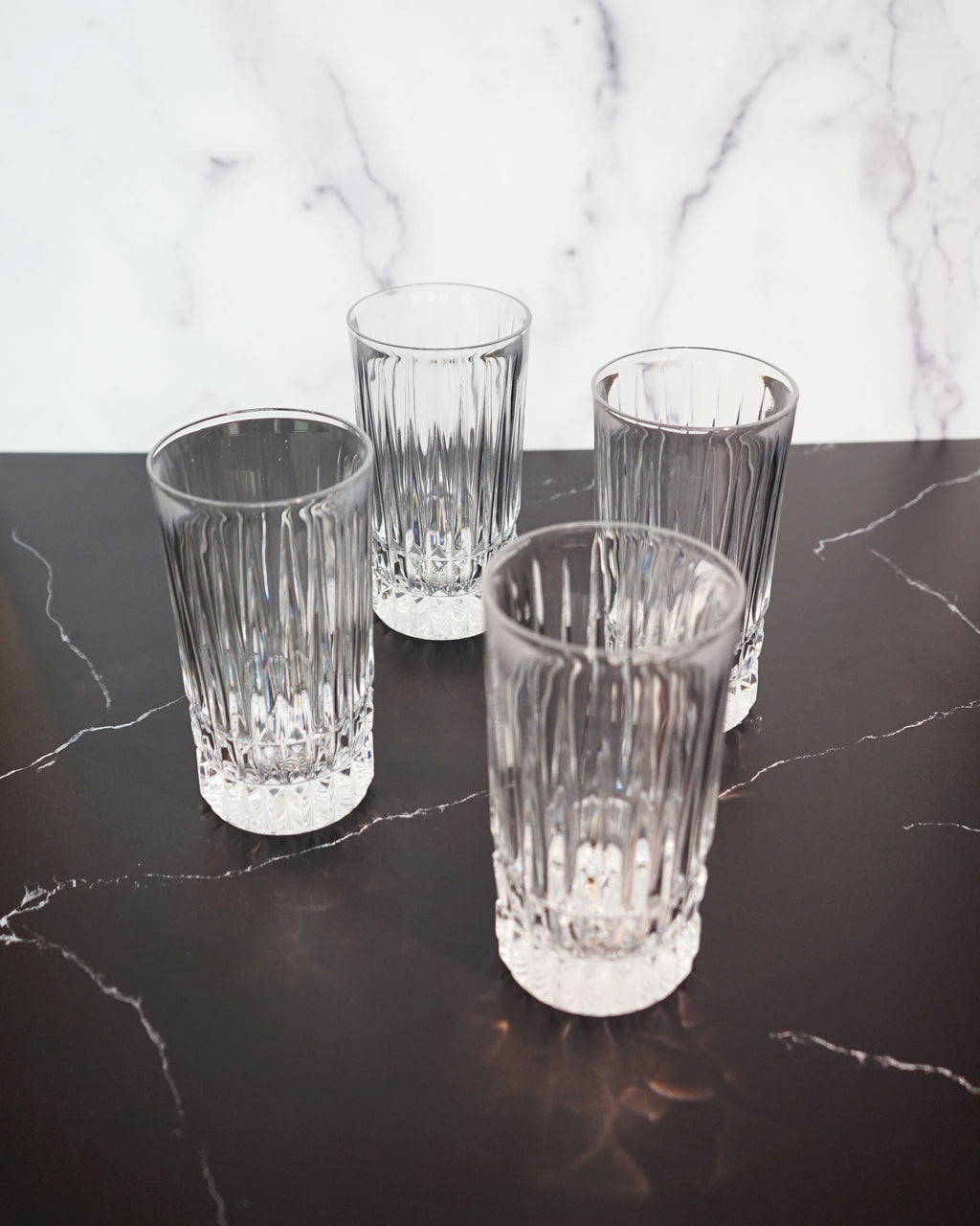 1980s Highball Crystal Glasses - Set of Four