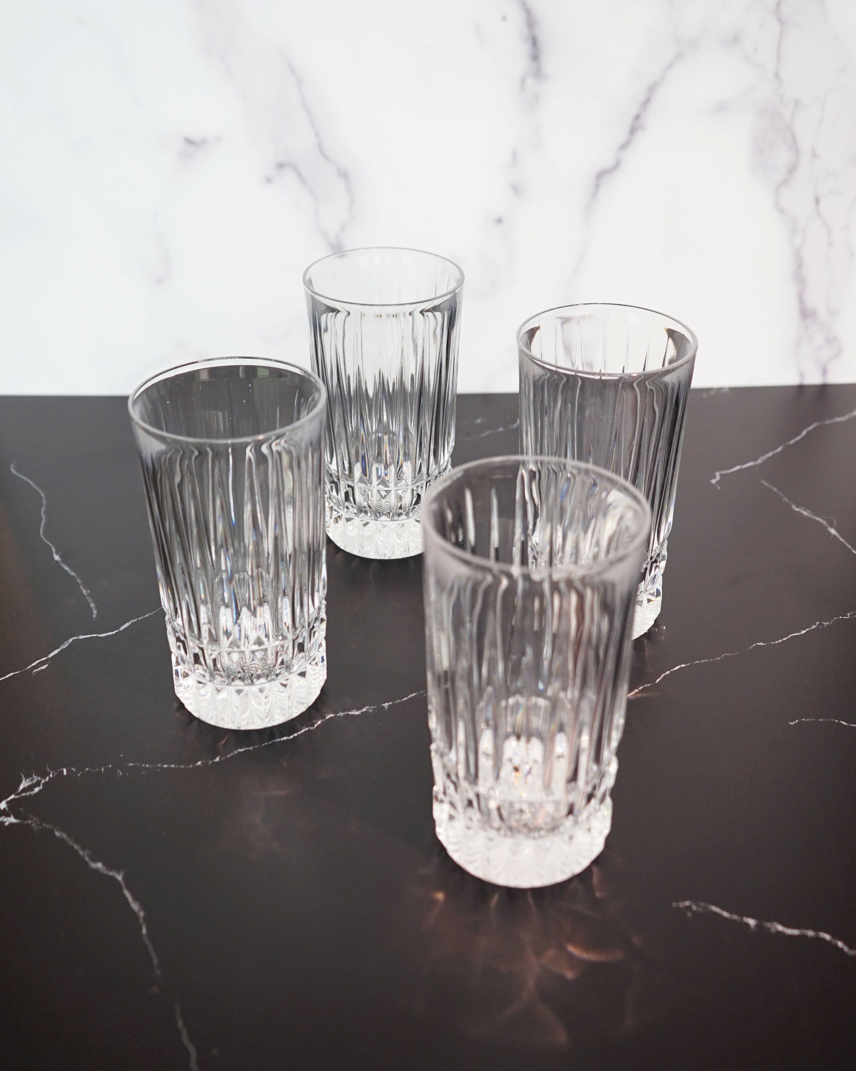 1980s Highball Crystal Glasses - Set of Four