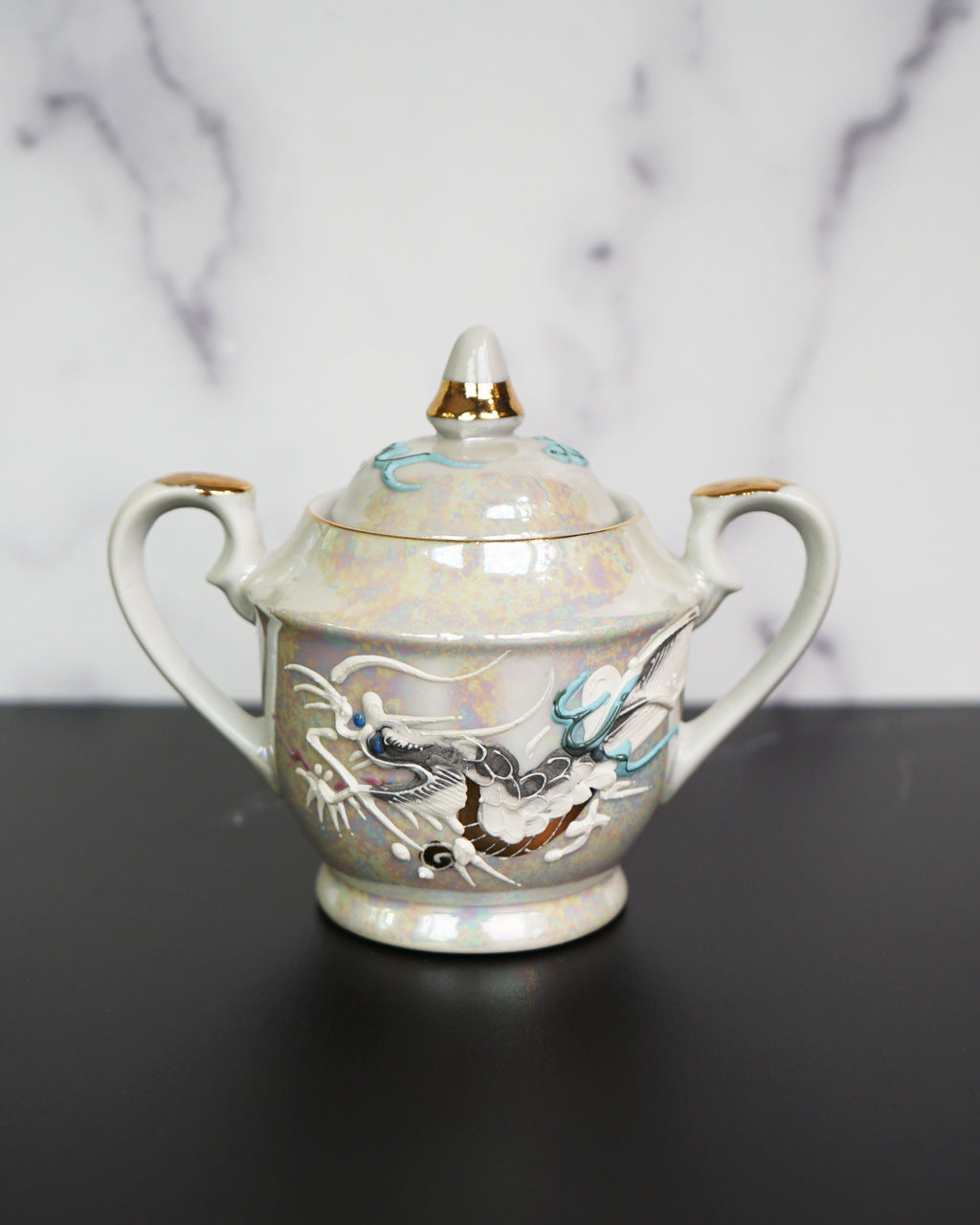 1950s Moriage Dragonware Demitasse Lithophane Tea Set
